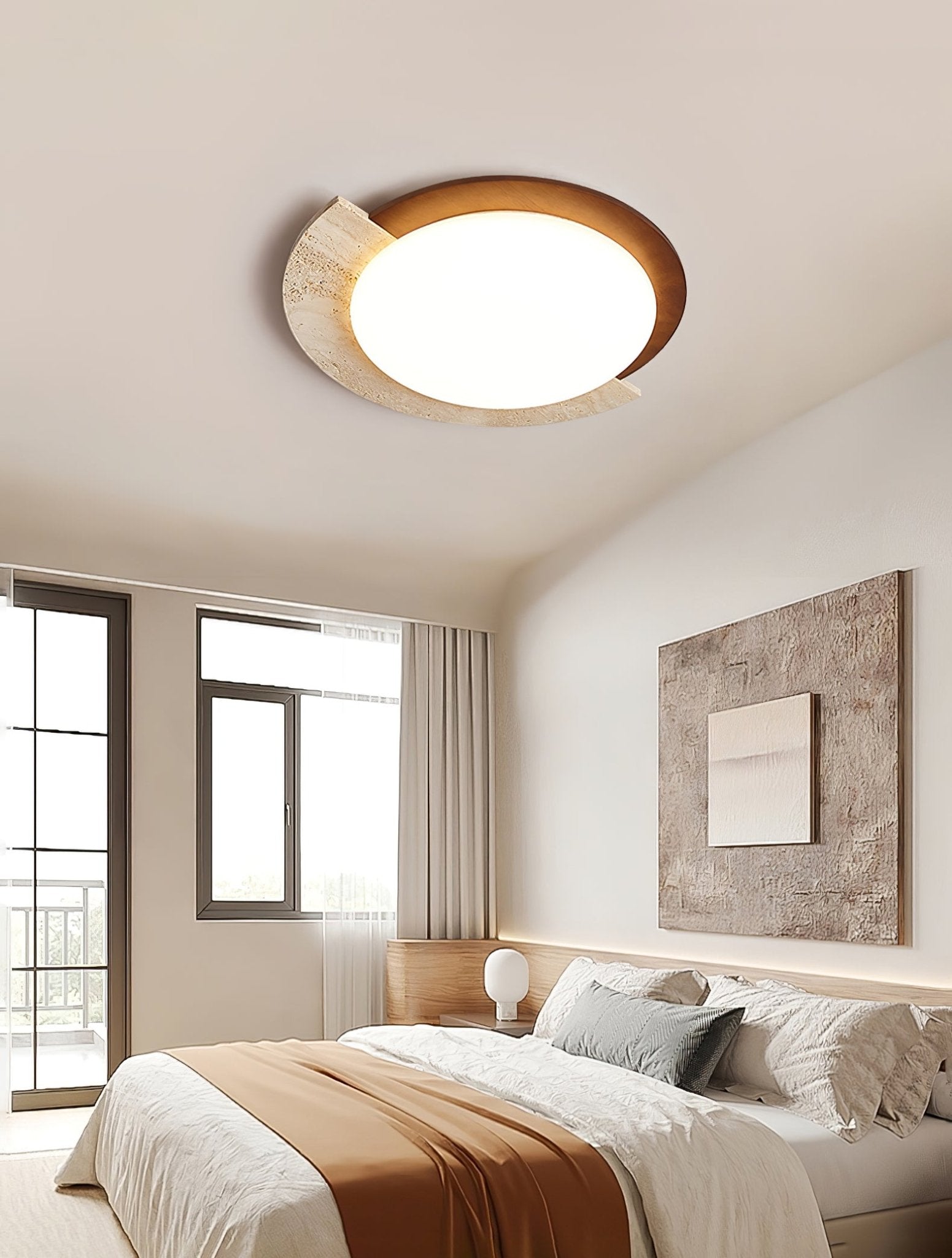 Ivnoran Arc-Rim Travertine Ceiling Light - Blowlighting
