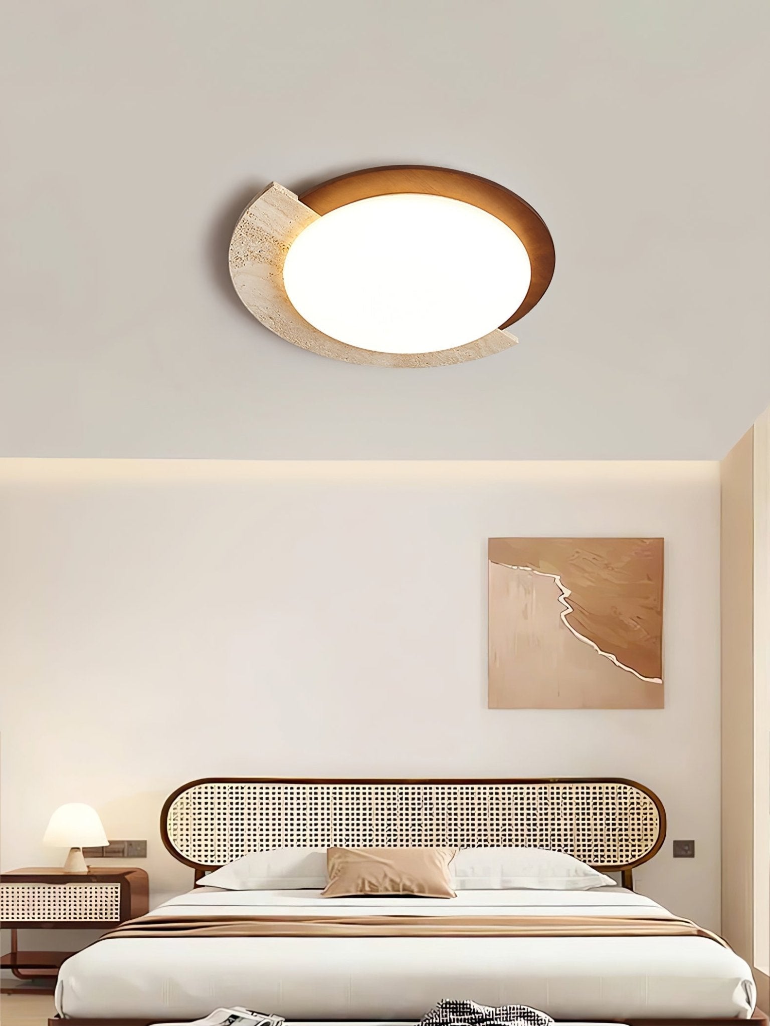Ivnoran Arc-Rim Travertine Ceiling Light - Blowlighting