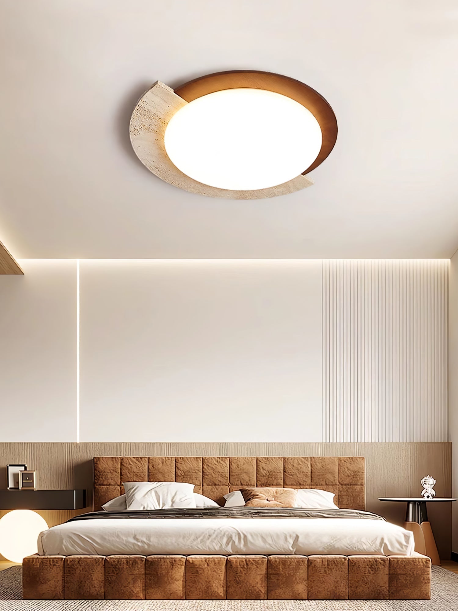 Ivnoran Arc-Rim Travertine Ceiling Light - Blowlighting