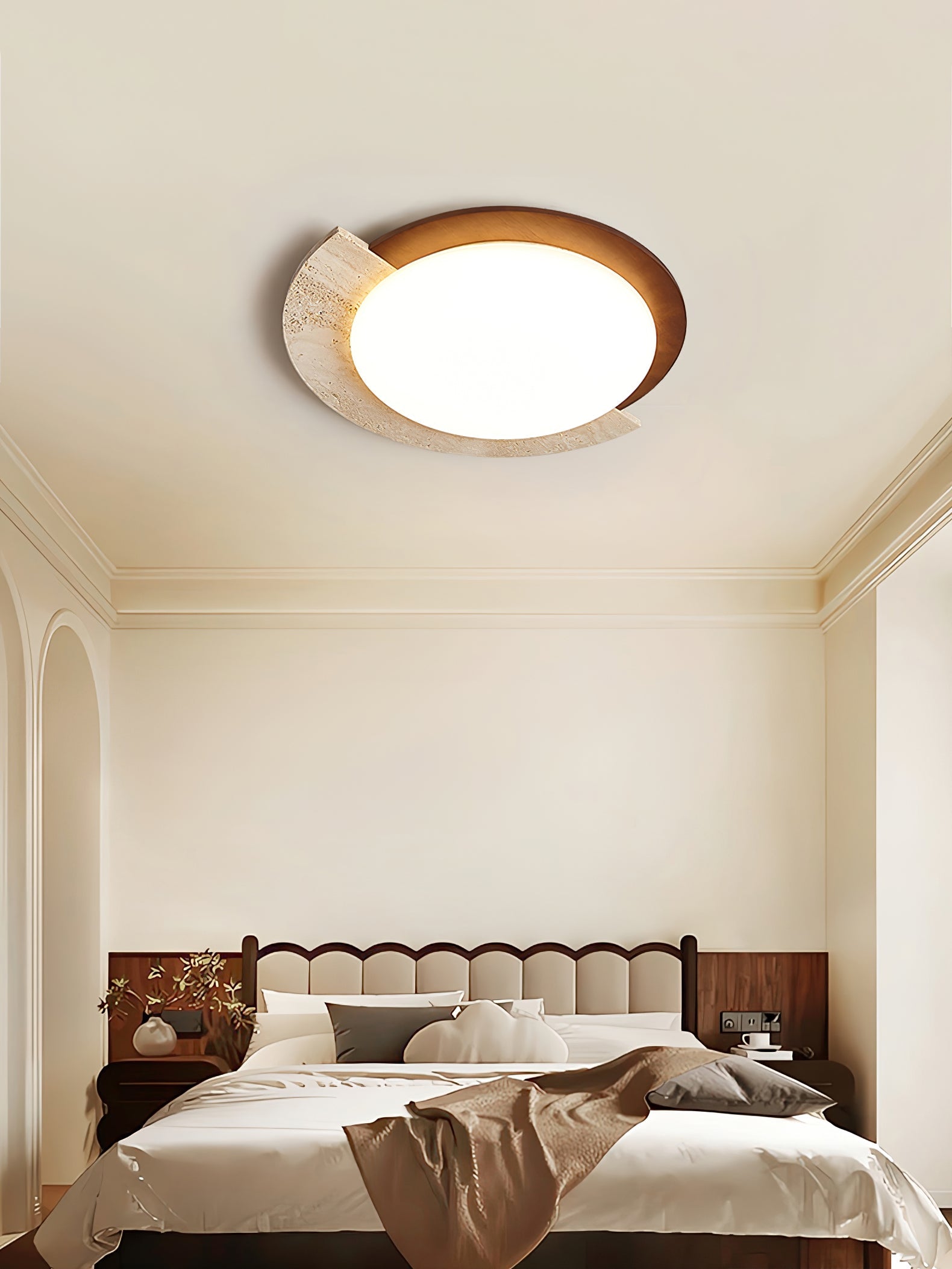 Ivnoran Arc-Rim Travertine Ceiling Light - Blowlighting