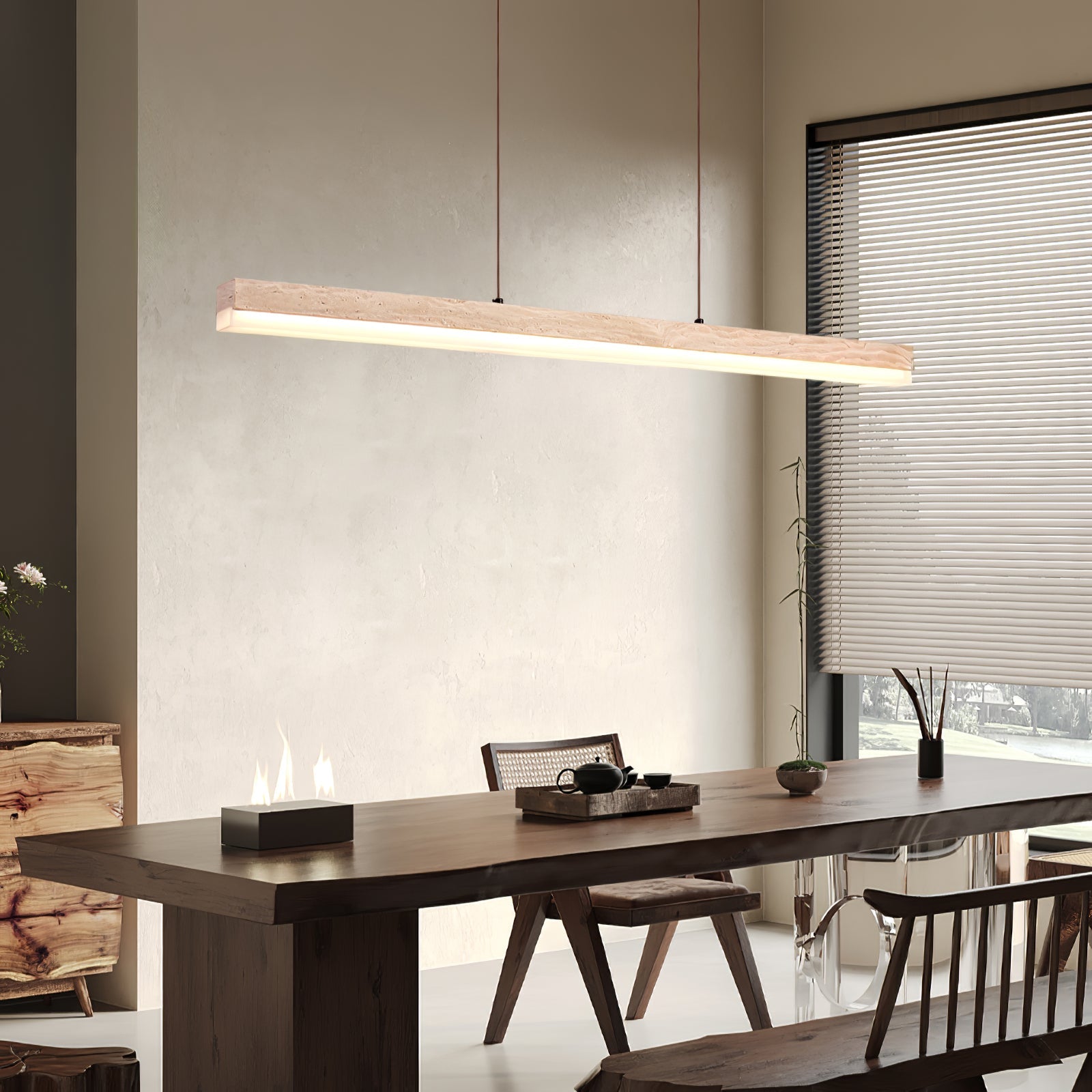 Ivsoryra Rectangular Travertine Pendant Light - Blowlighting