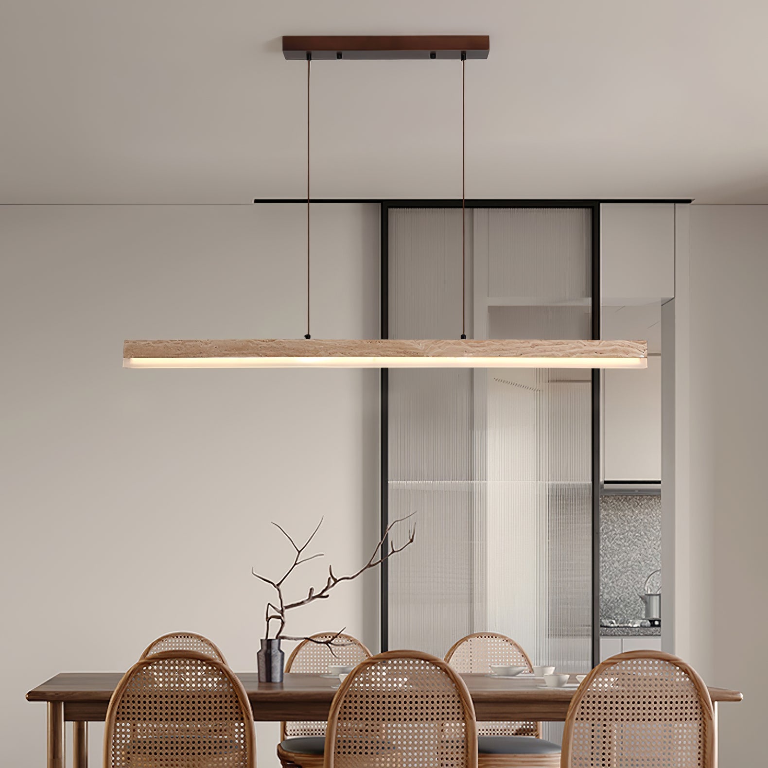 Ivsoryra Rectangular Travertine Pendant Light - Blowlighting