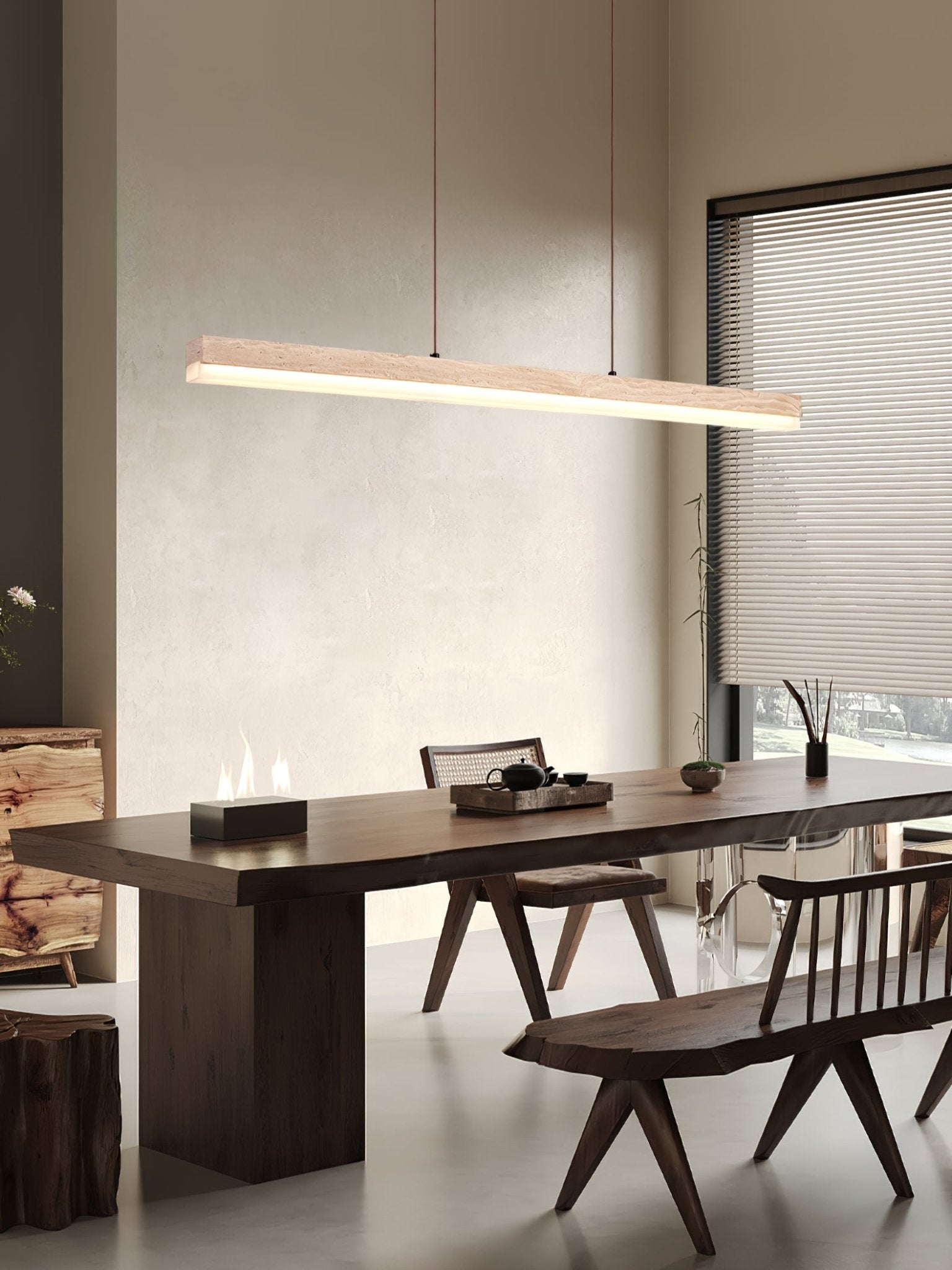 Ivsoryra Rectangular Travertine Pendant Light - Blowlighting