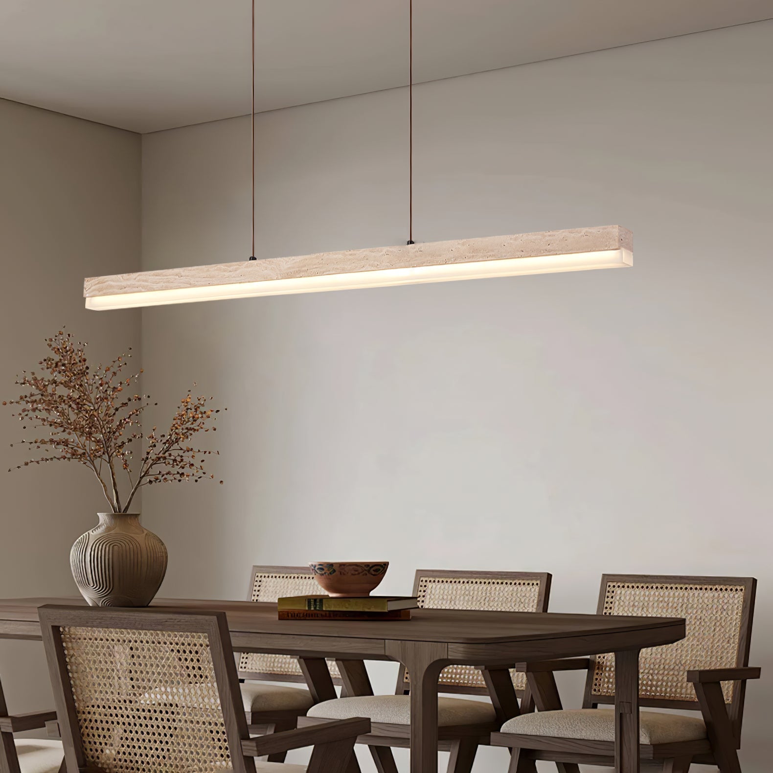 Ivsoryra Rectangular Travertine Pendant Light - Blowlighting