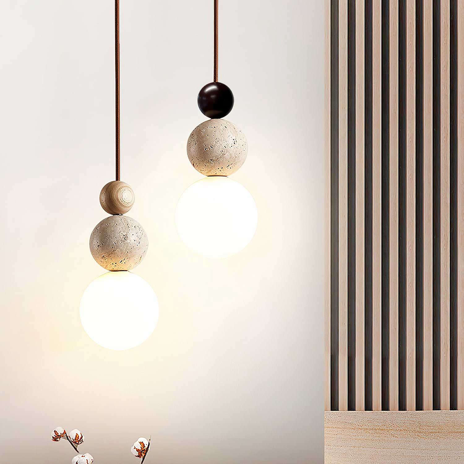 Ullaeia Sphere-Cluster Travertine Pendant Light - Blowlighting