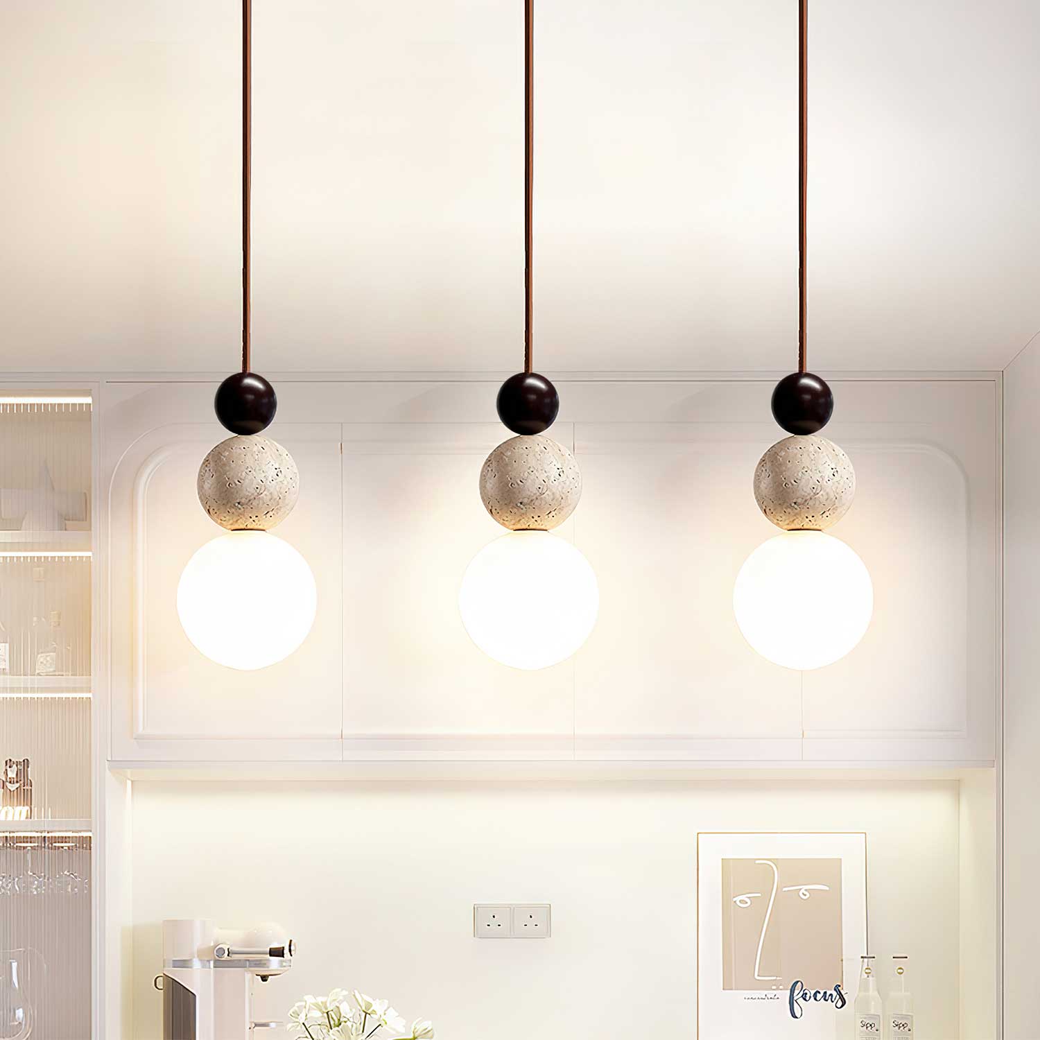 Ullaeia Sphere-Cluster Travertine Pendant Light - Blowlighting