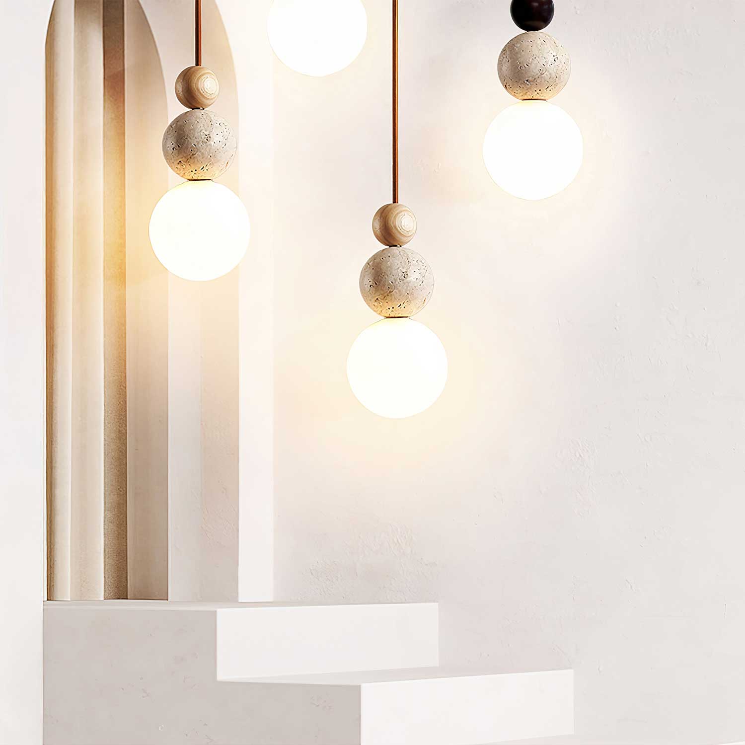 Ullaeia Sphere-Cluster Travertine Pendant Light - Blowlighting