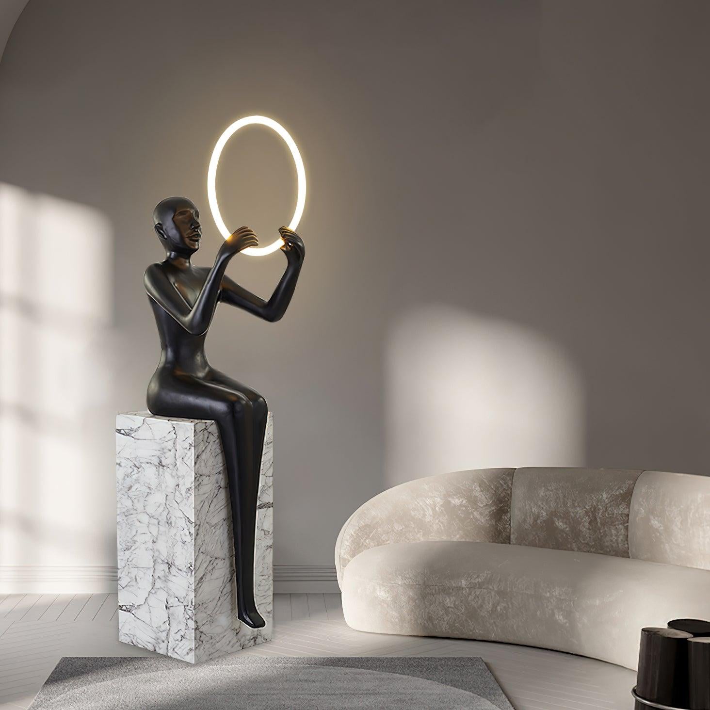 Elsilisra Sculptural Black Metal Floor Lamp - Blowlighting