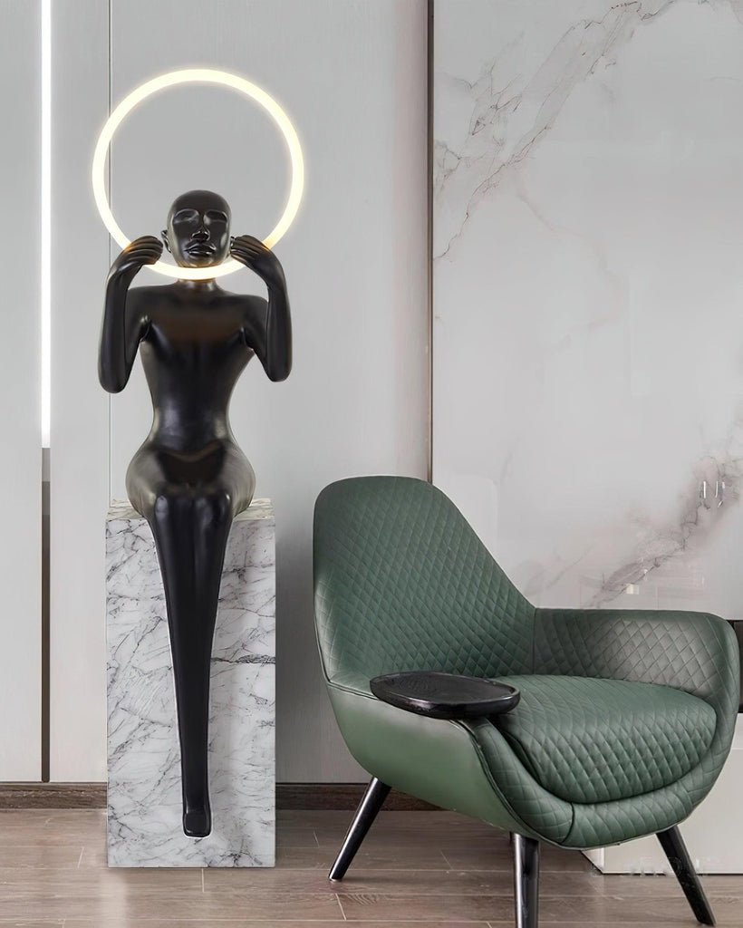 Elsilisra Sculptural Black Metal Floor Lamp - Blowlighting