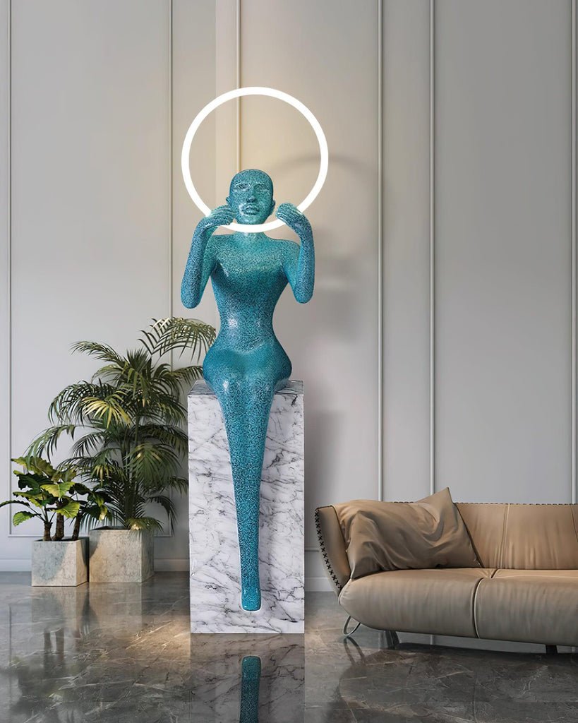 Elsilisra Sculptural Black Metal Floor Lamp - Blowlighting