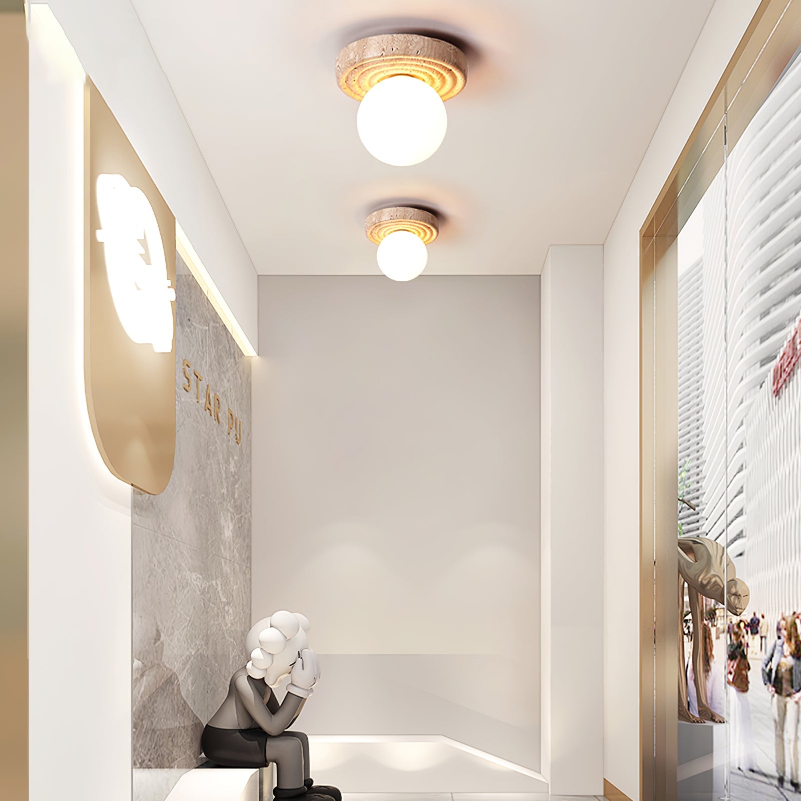 Carmen Travertine Ceiling Light - Blowlighting
