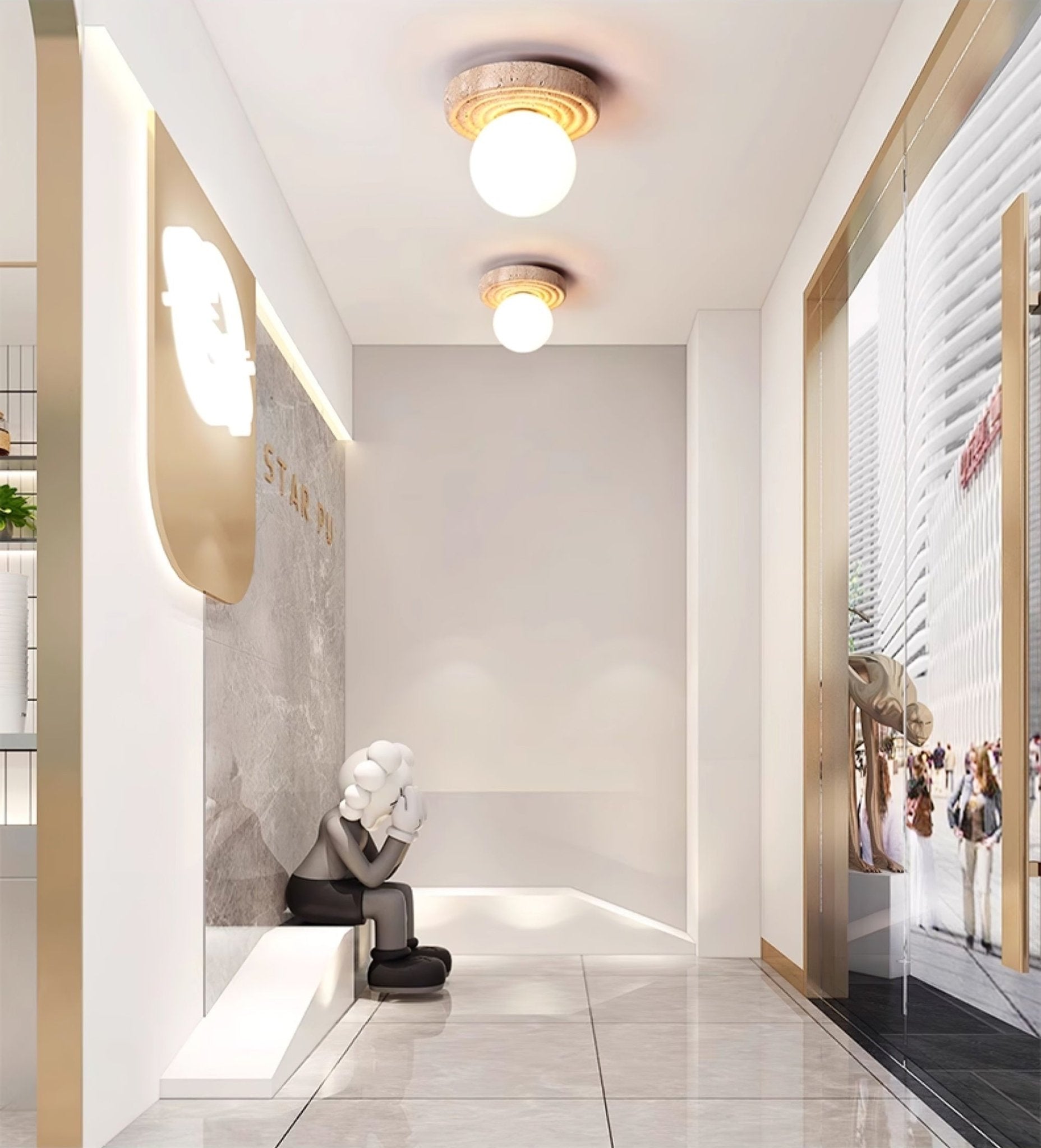 Carmen Travertine Ceiling Light - Blowlighting