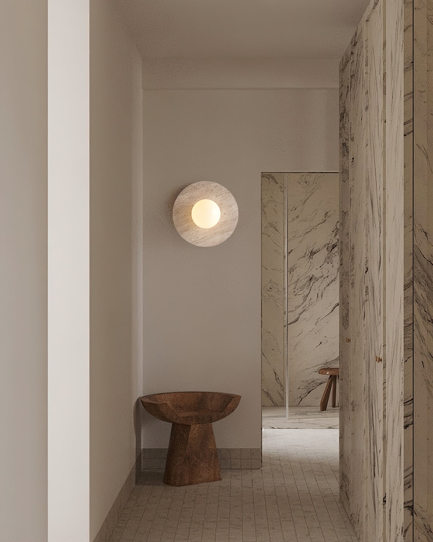Elira Minimalist Travertine Wall Light