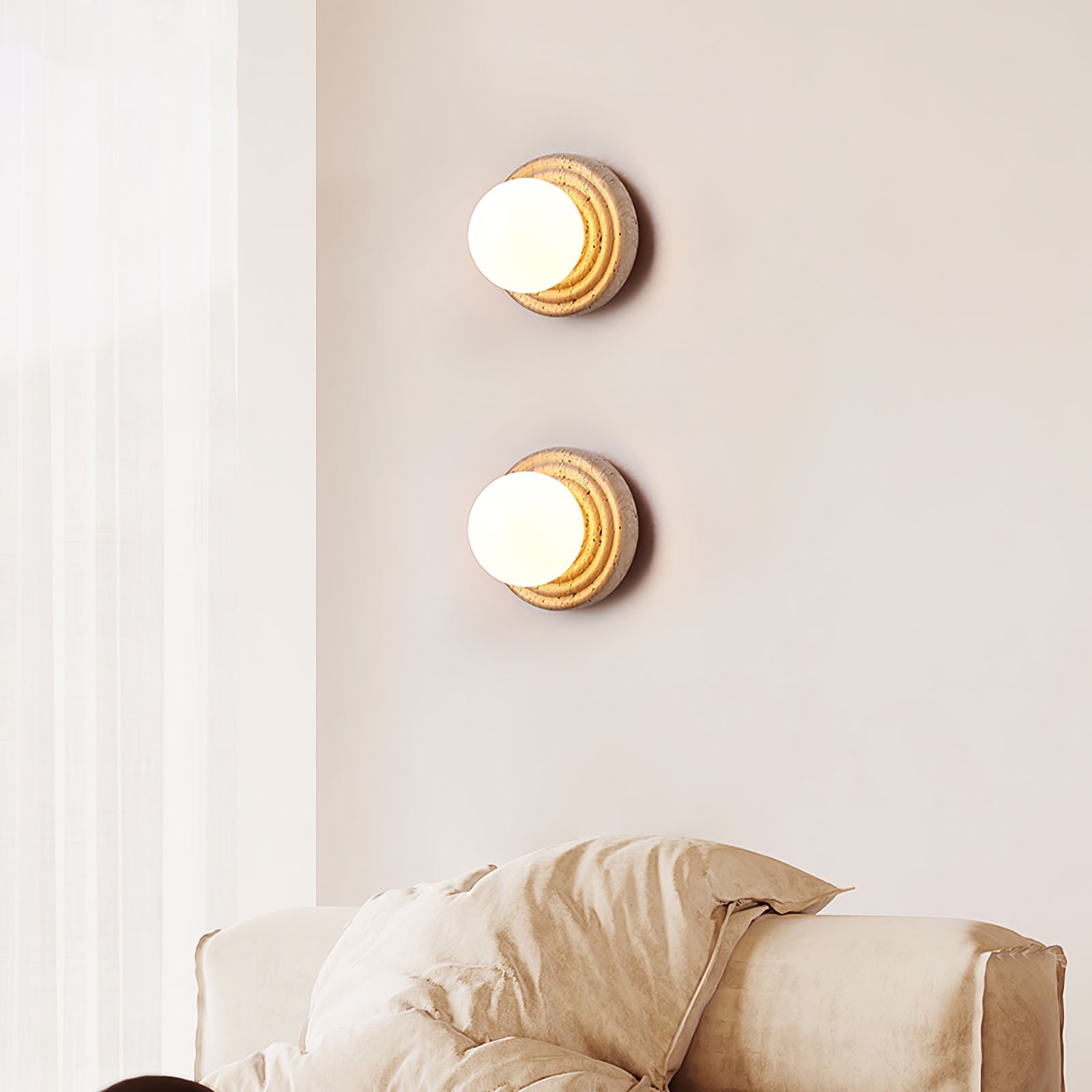 Echo Travertine Globe Wall Lamp - Blowlighting