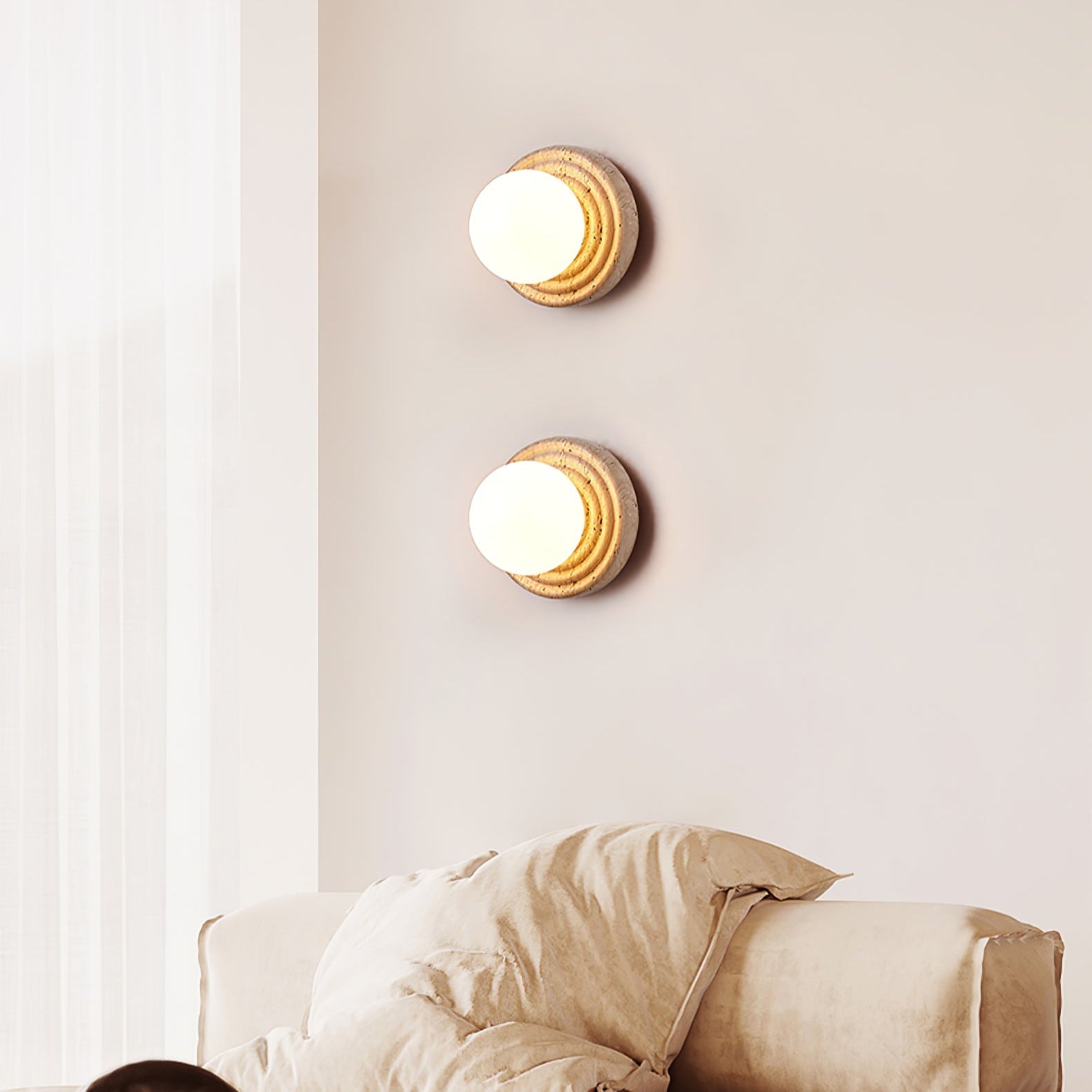 Echo Travertine Globe Wall Lamp - Blowlighting
