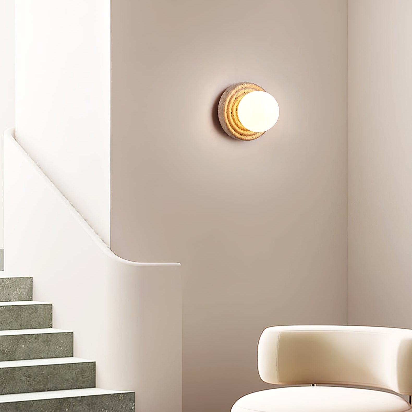 Echo Travertine Globe Wall Lamp - Blowlighting
