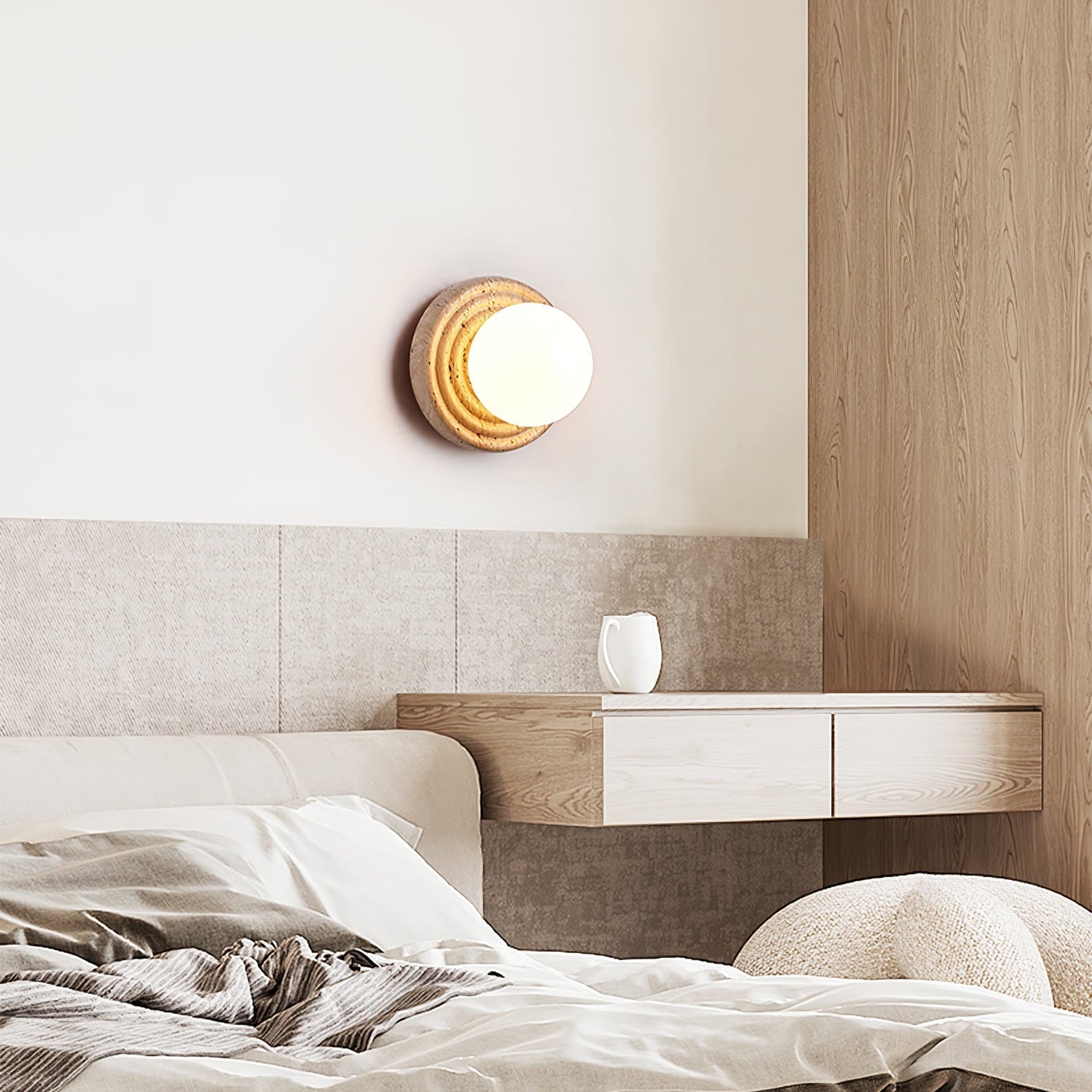 Echo Travertine Globe Wall Lamp - Blowlighting