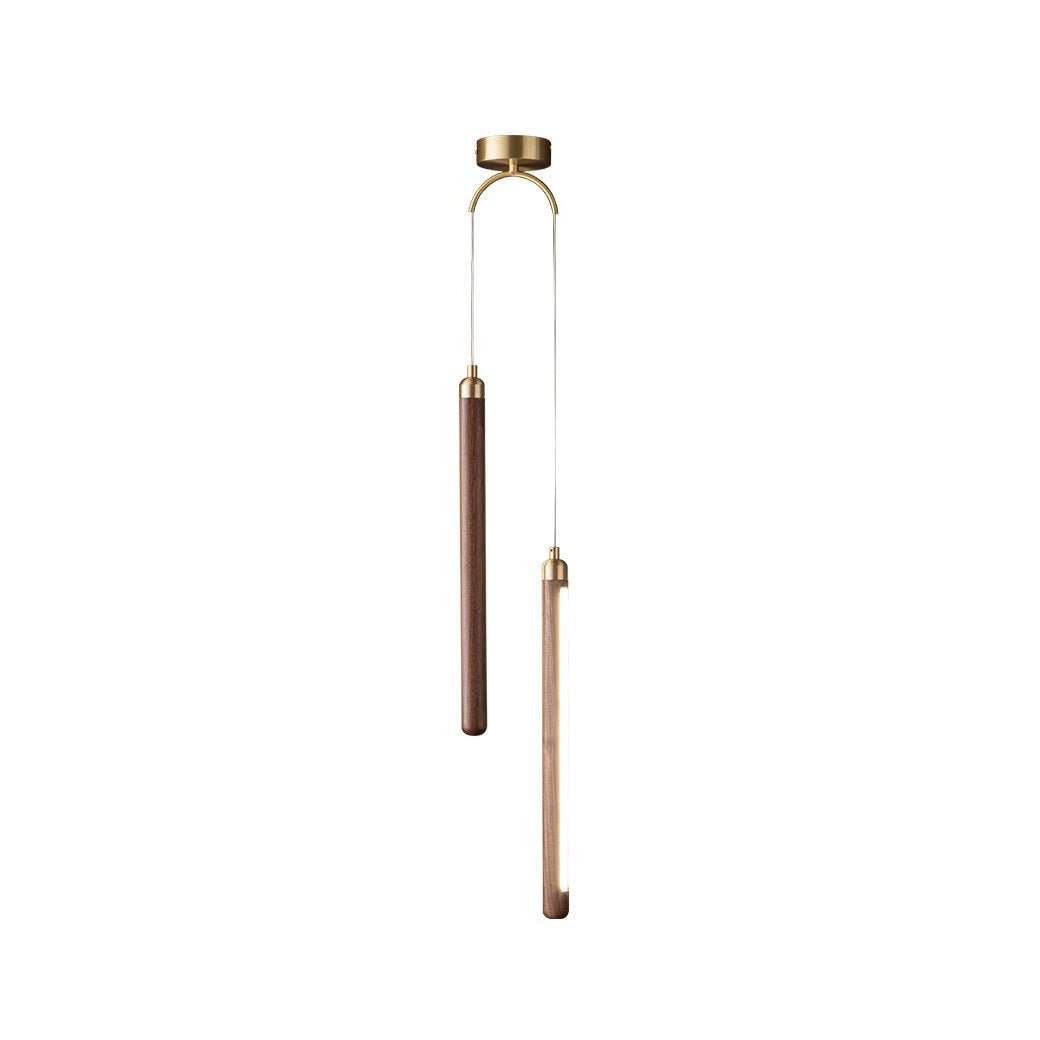 Kyoto Walnut Brass Linear Pendant Light - Blowlighting
