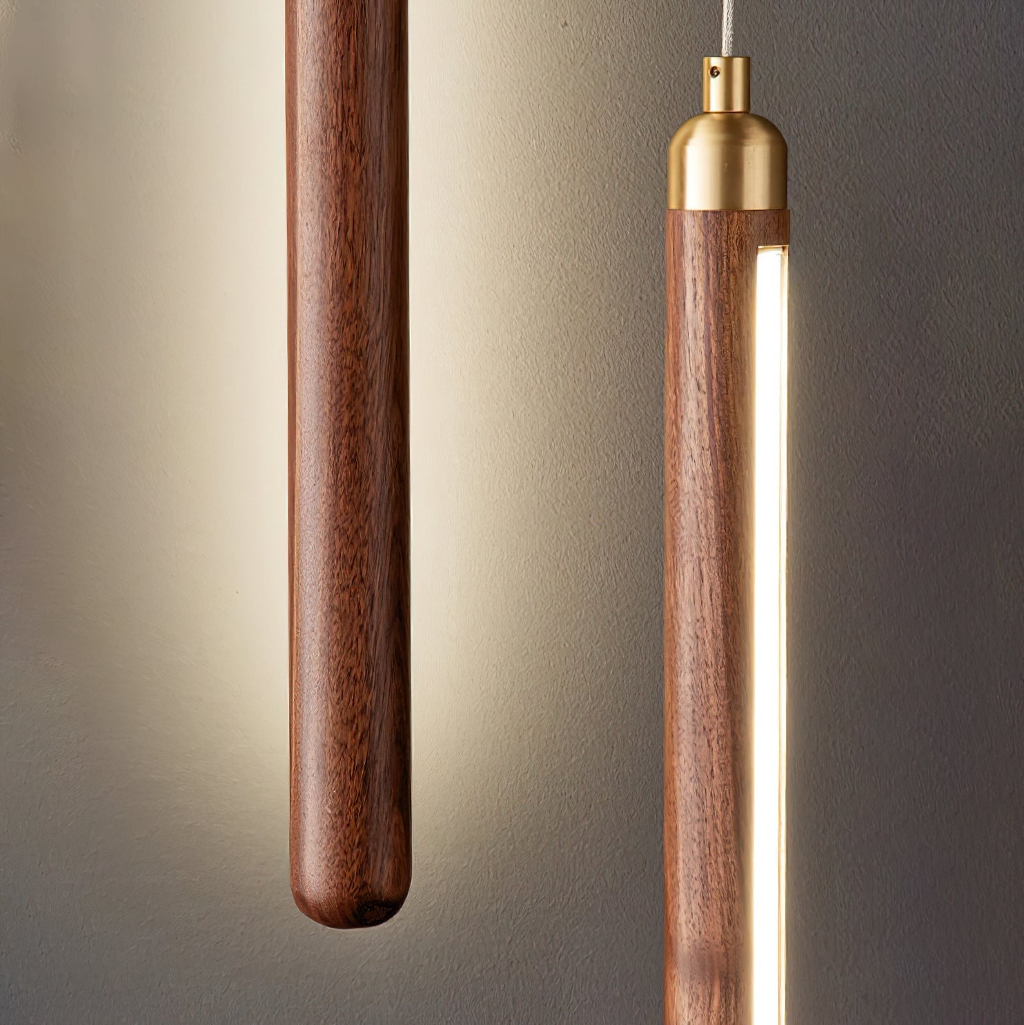 Kyoto Walnut Brass Linear Pendant Light - Blowlighting
