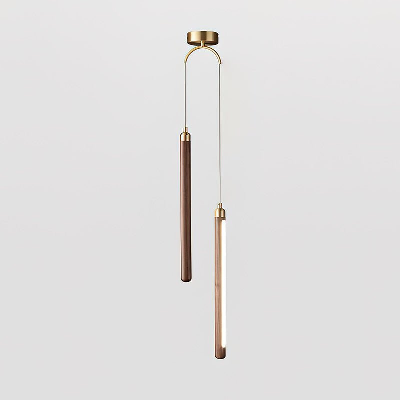 Kyoto Walnut Brass Linear Pendant Light - Blowlighting