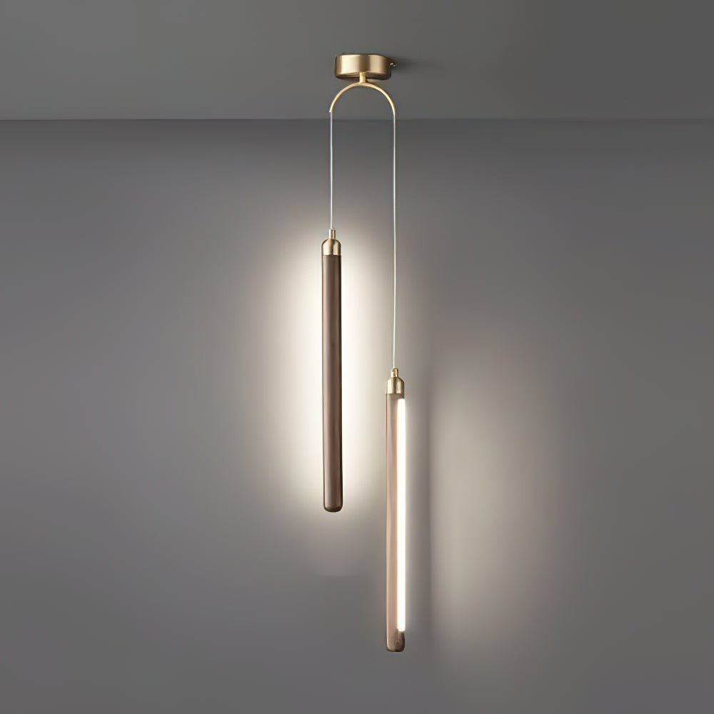 Kyoto Walnut Brass Linear Pendant Light - Blowlighting