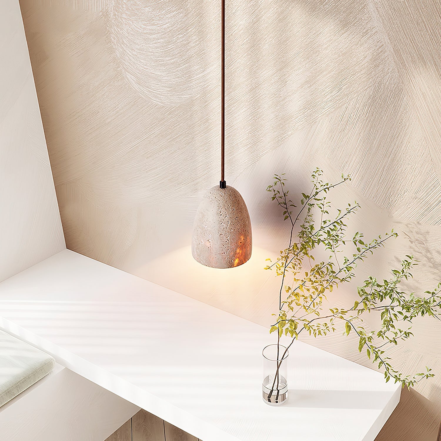 Evtheira Conical Travertine Pendant Light - Blowlighting