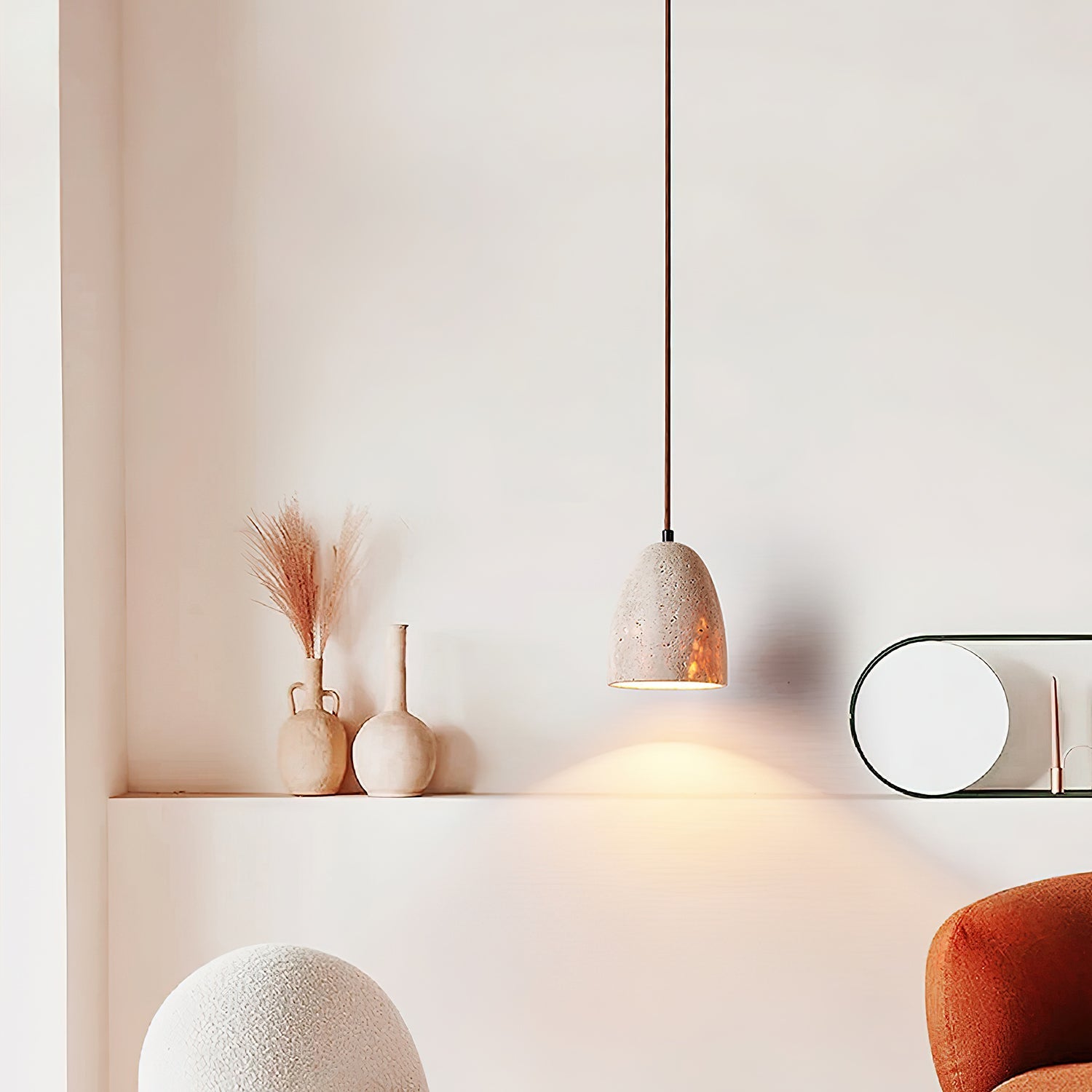 Evtheira Conical Travertine Pendant Light - Blowlighting