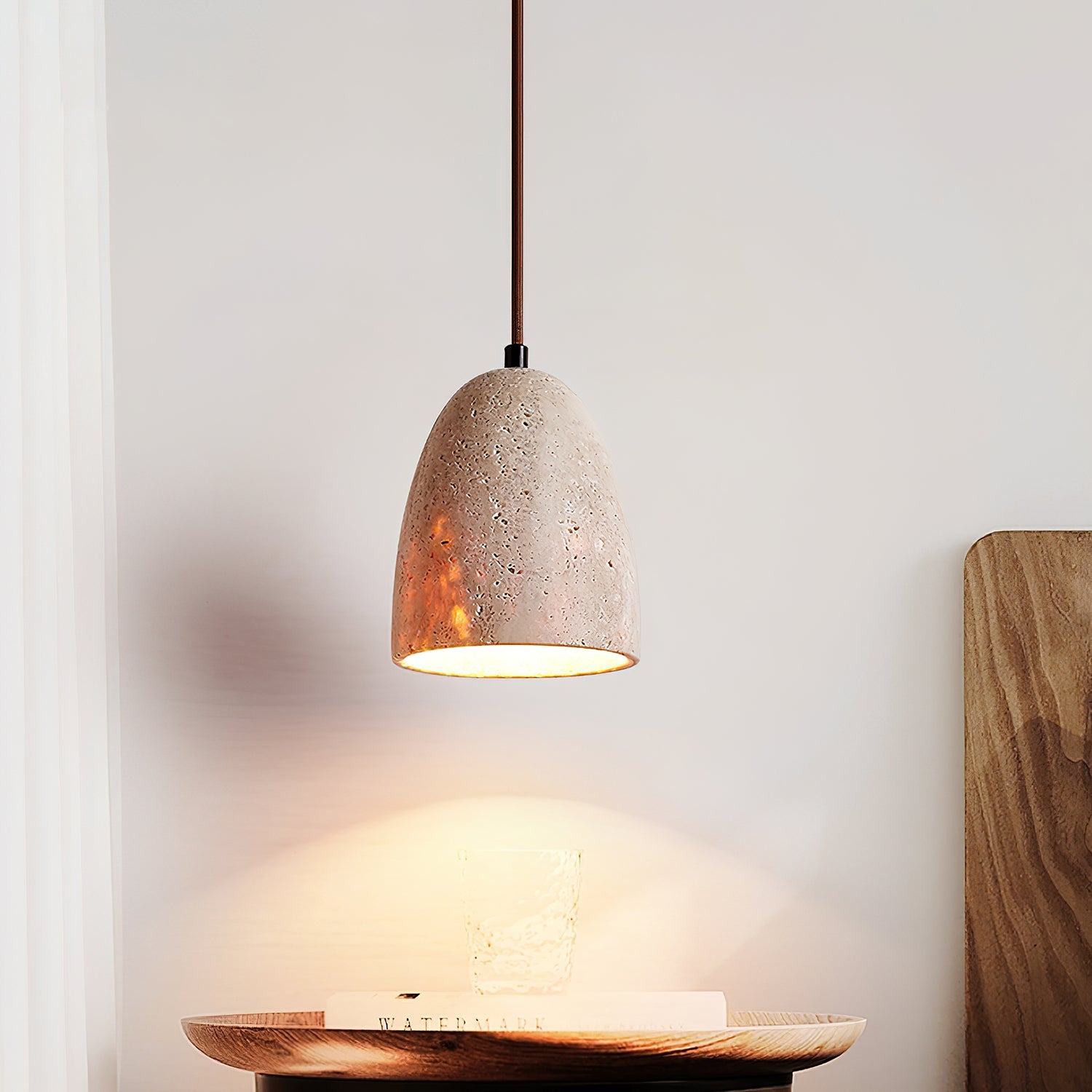 Evtheira Conical Travertine Pendant Light - Blowlighting