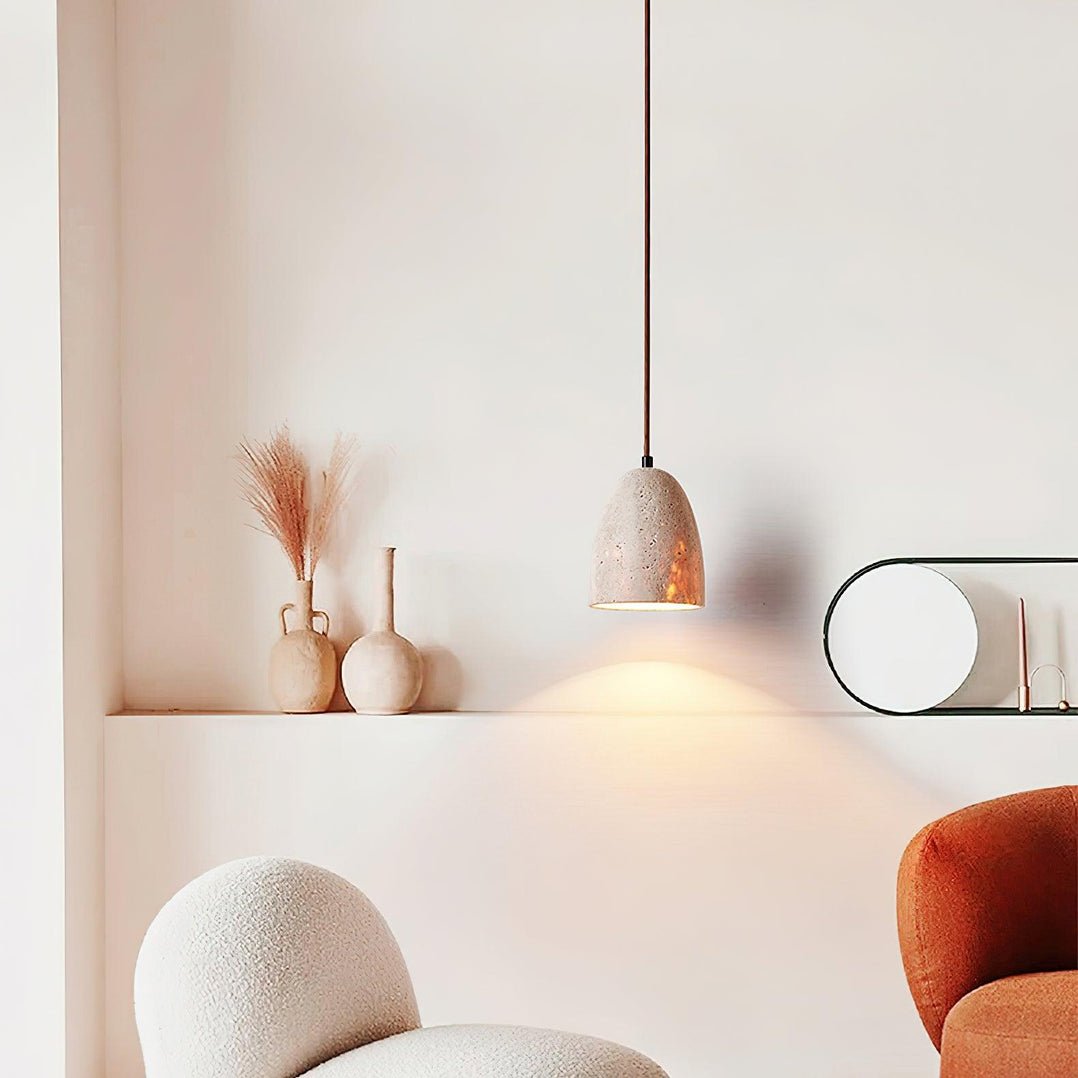 Evtheira Conical Travertine Pendant Light - Blowlighting