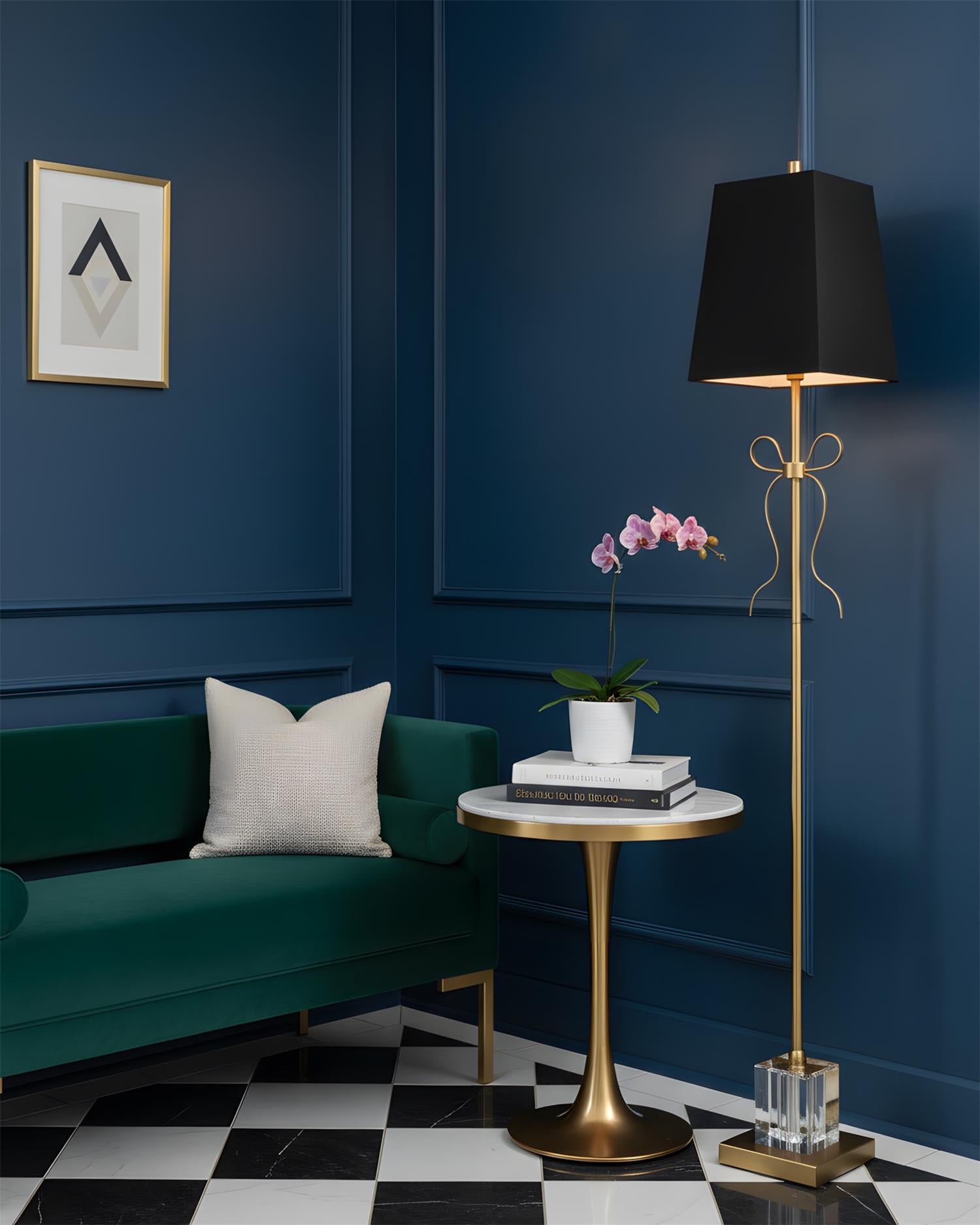 Ellery Gros-Grain Bow Modern Brass Floor Light