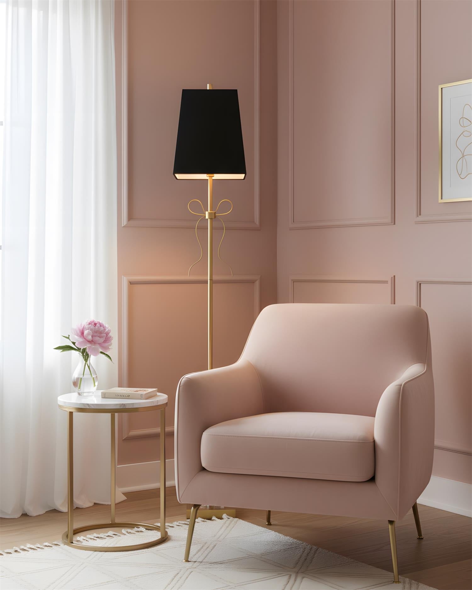 Ellery Gros-Grain Bow Modern Brass Floor Light