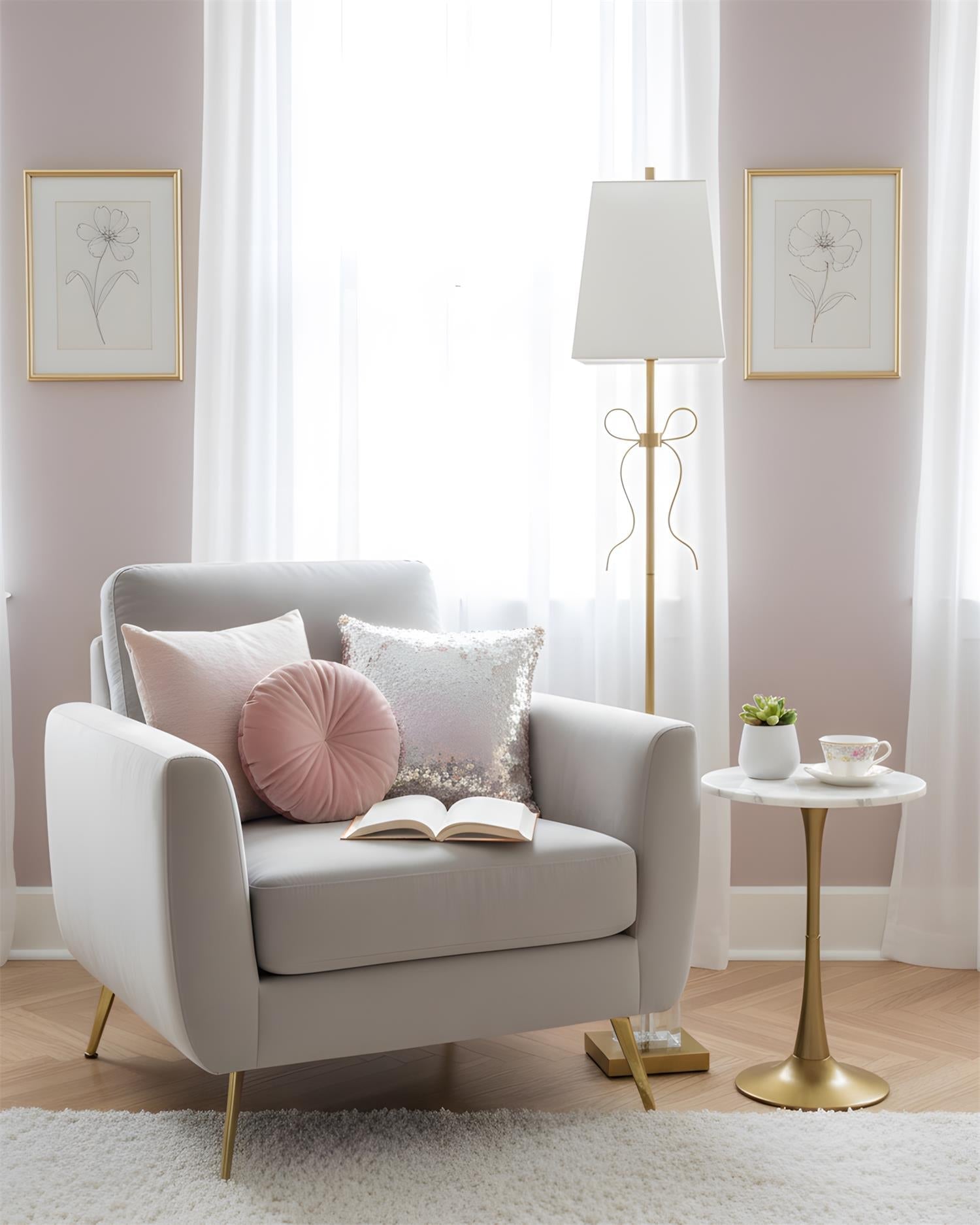 Ellery Gros-Grain Bow Modern Brass Floor Light