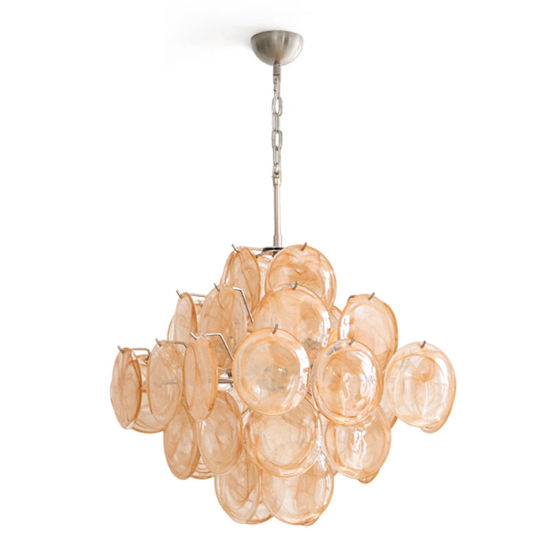 Ellie Modern Glass Yellow Disc Murano Chandelier