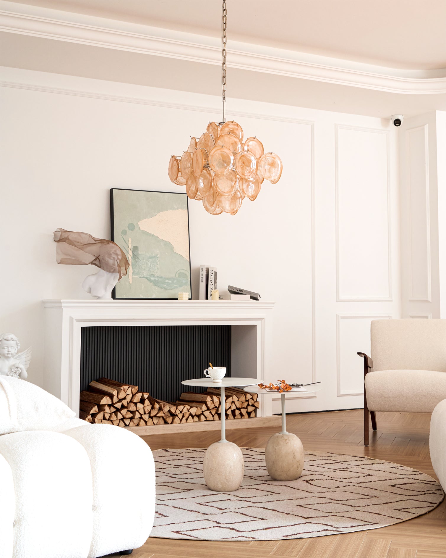 Ellie Modern Glass Yellow Disc Murano Chandelier