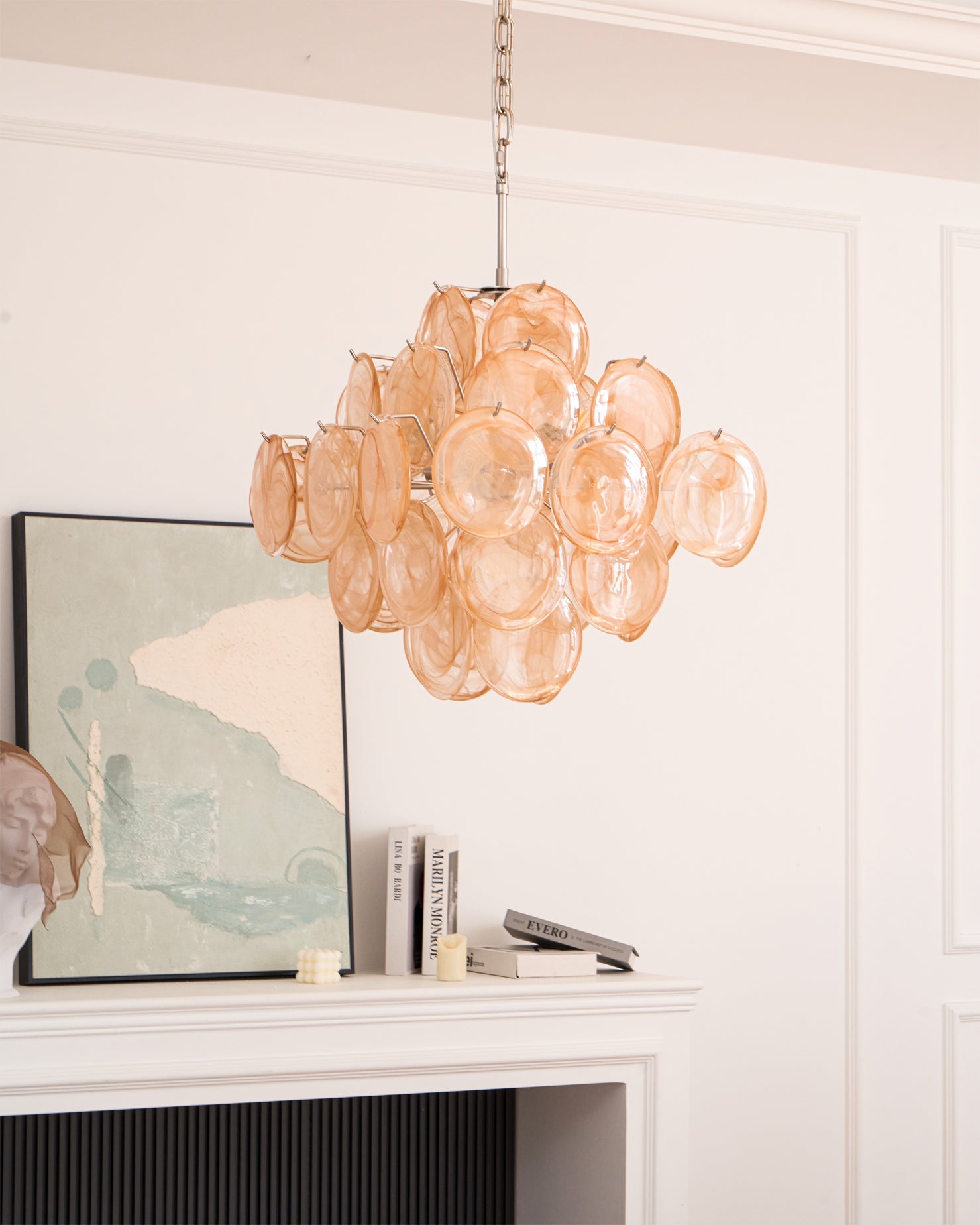 Ellie Modern Glass Yellow Disc Murano Chandelier