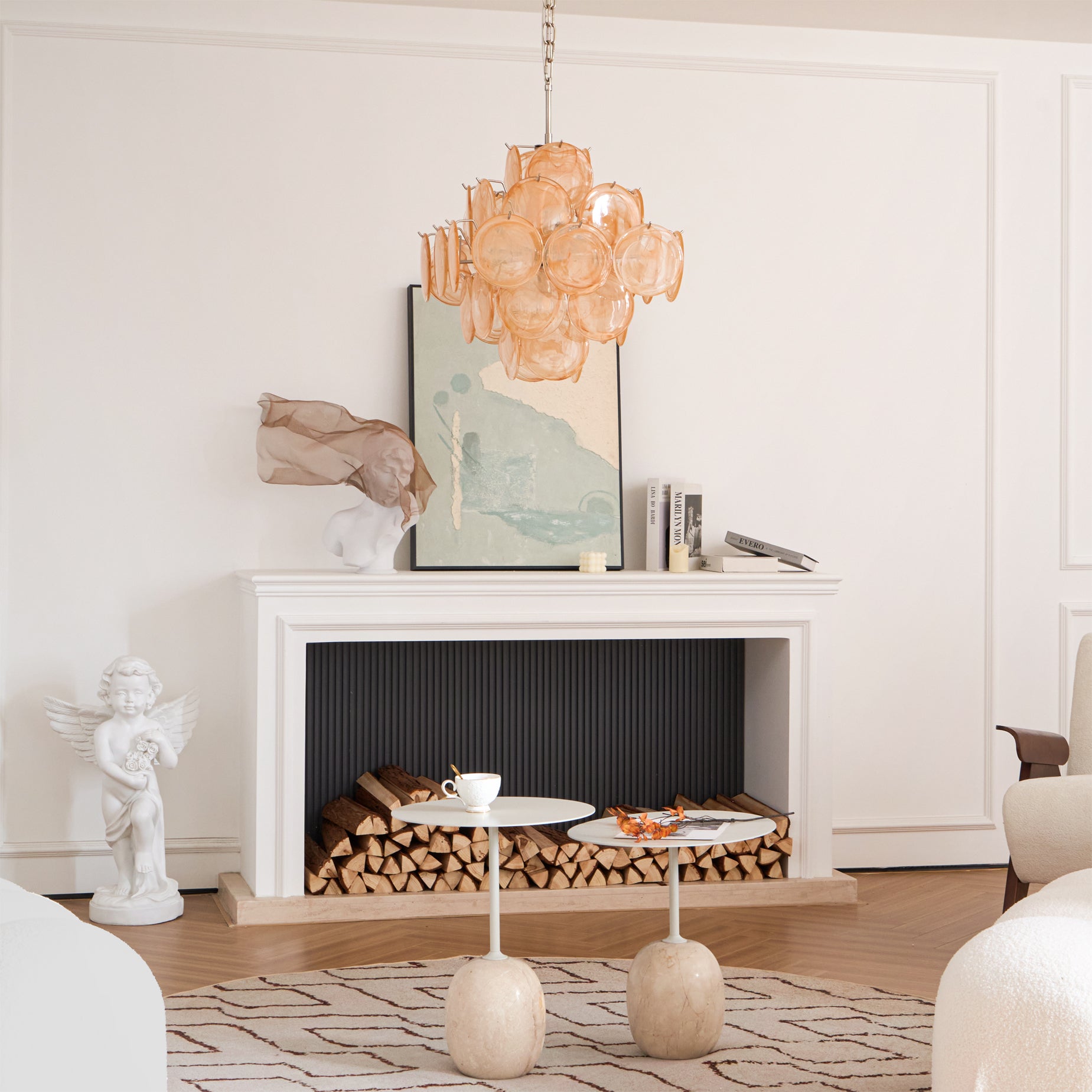 Ellie Modern Glass Yellow Disc Murano Chandelier