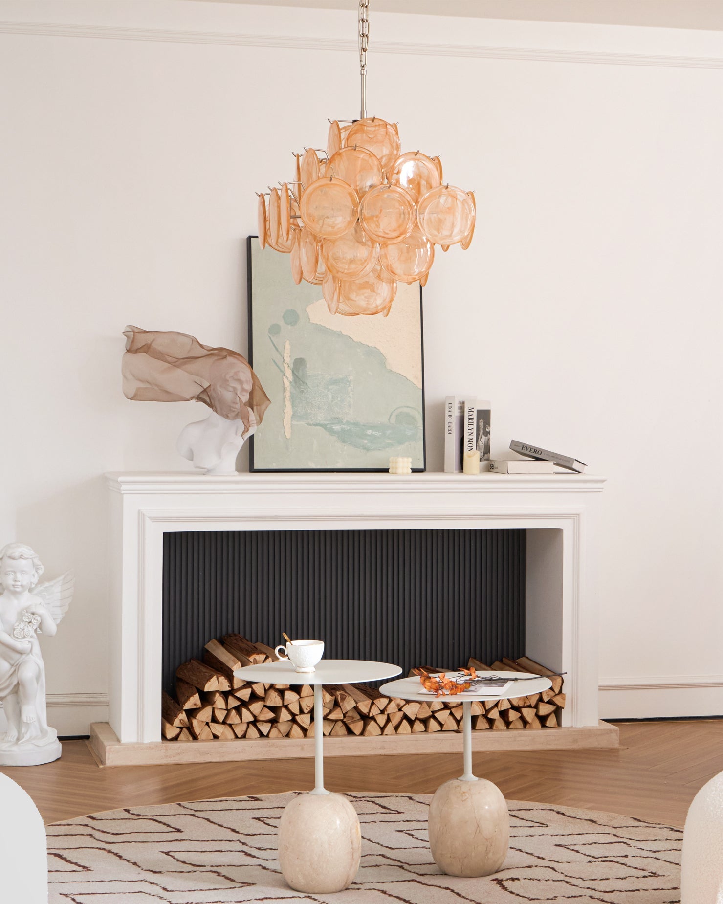 Ellie Modern Glass Yellow Disc Murano Chandelier