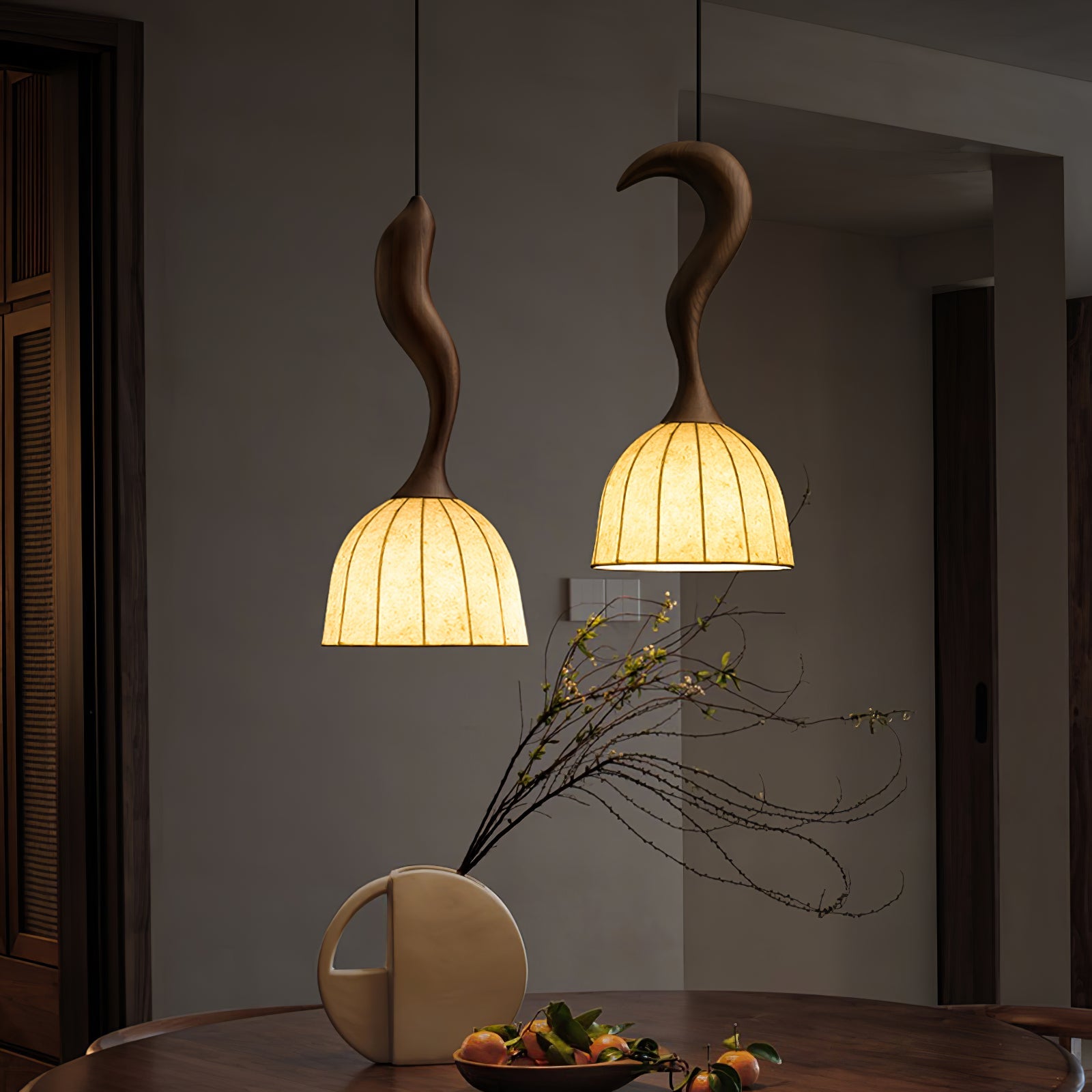 Colire Creativity Twisted Metal Wood Pendant Light - Blowlighting