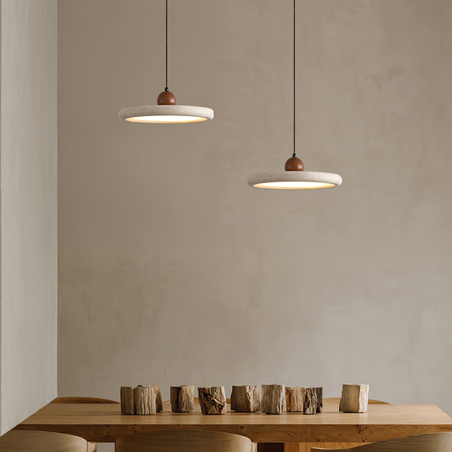Eurliryra Disc Sphere Travertine Pendant Light - Blowlighting