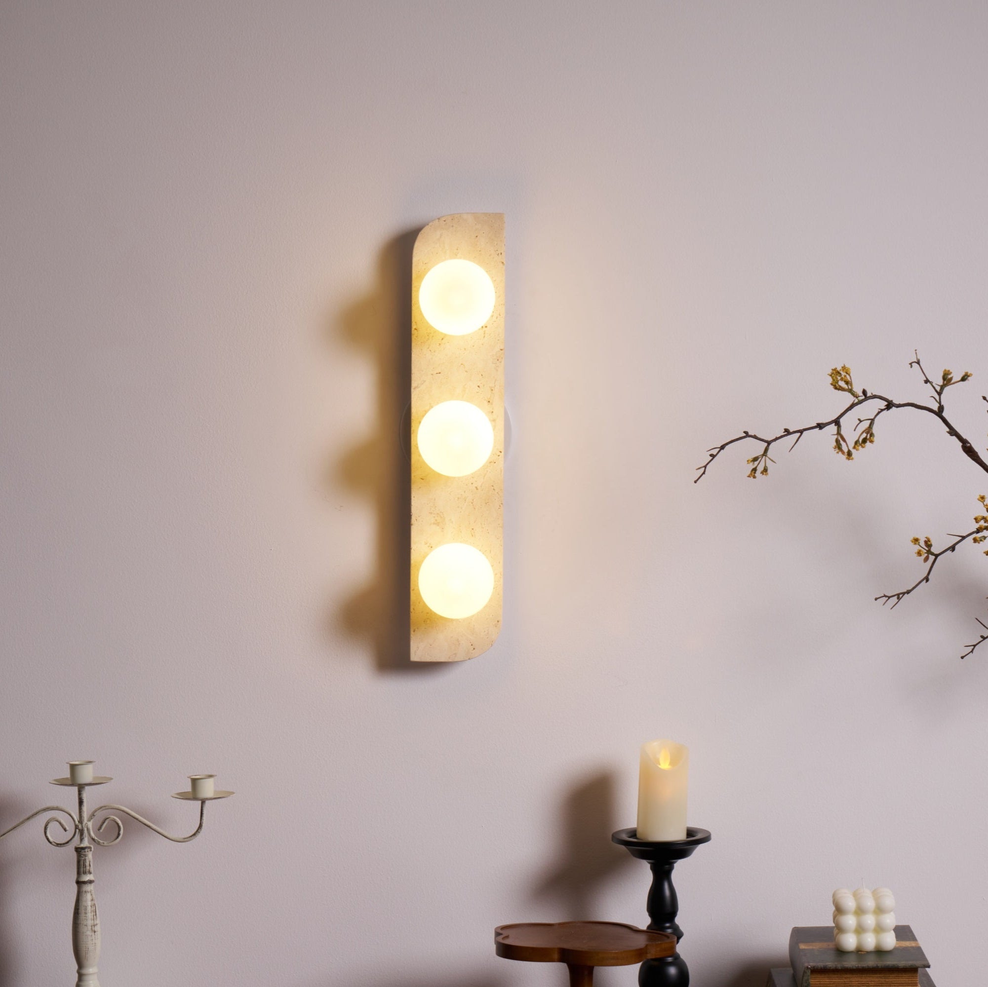Zophaor Minimalist Travertine Plug-In Wall Light - Blowlighting