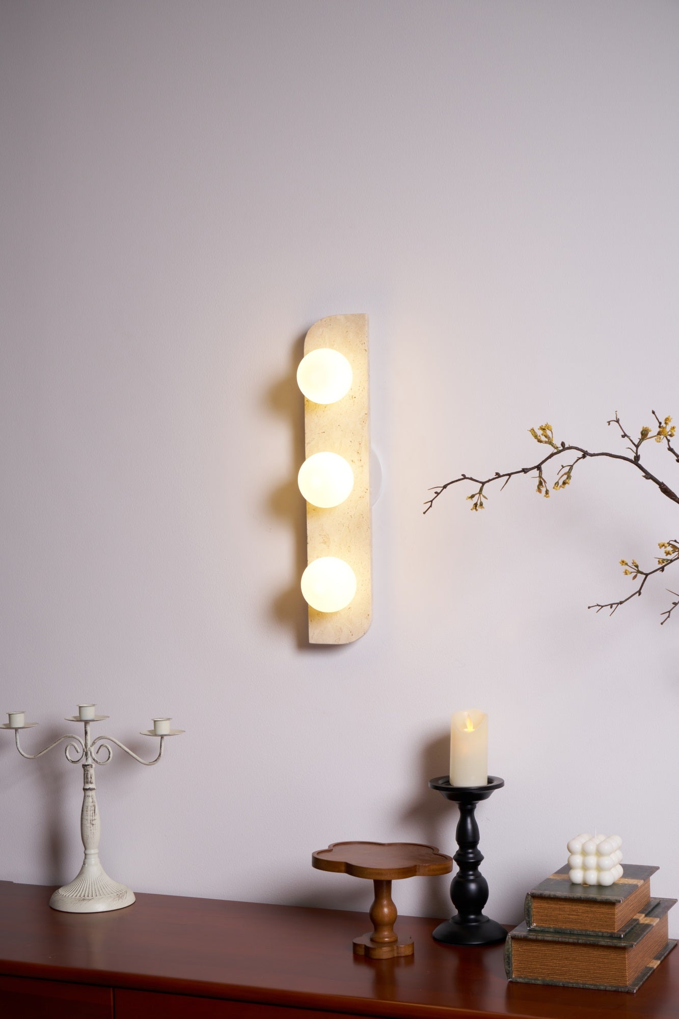 Zophaor Minimalist Travertine Plug-In Wall Light - Blowlighting
