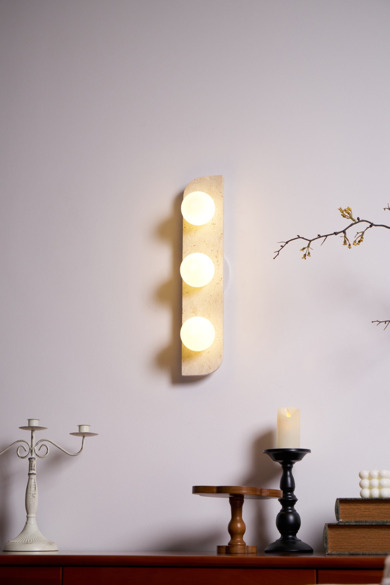 Zophaor Minimalist Travertine Plug-In Wall Light - Blowlighting