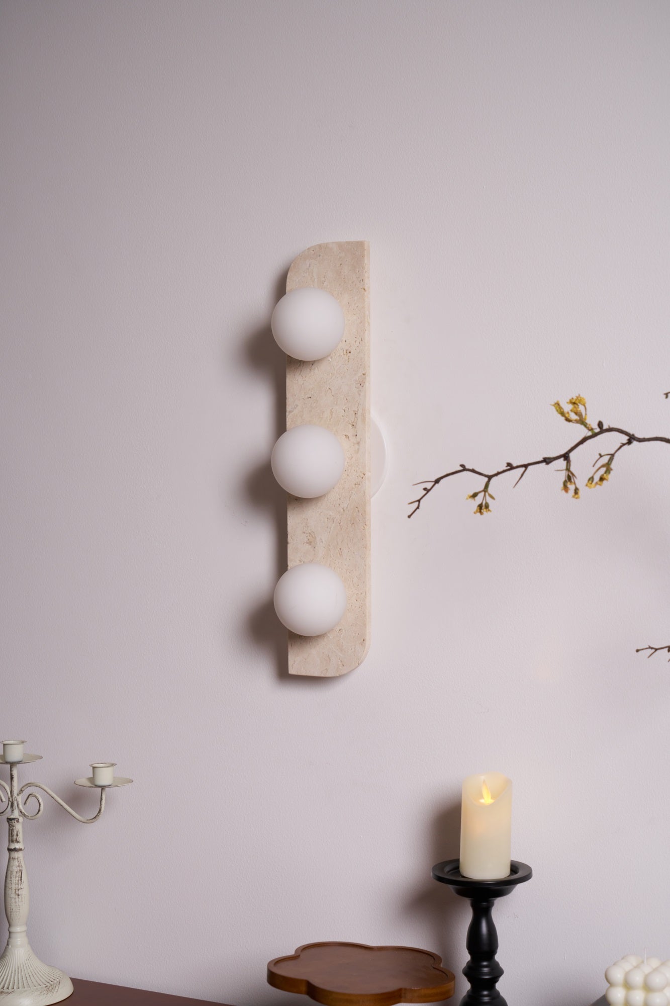 Zophaor Minimalist Travertine Plug-In Wall Light - Blowlighting