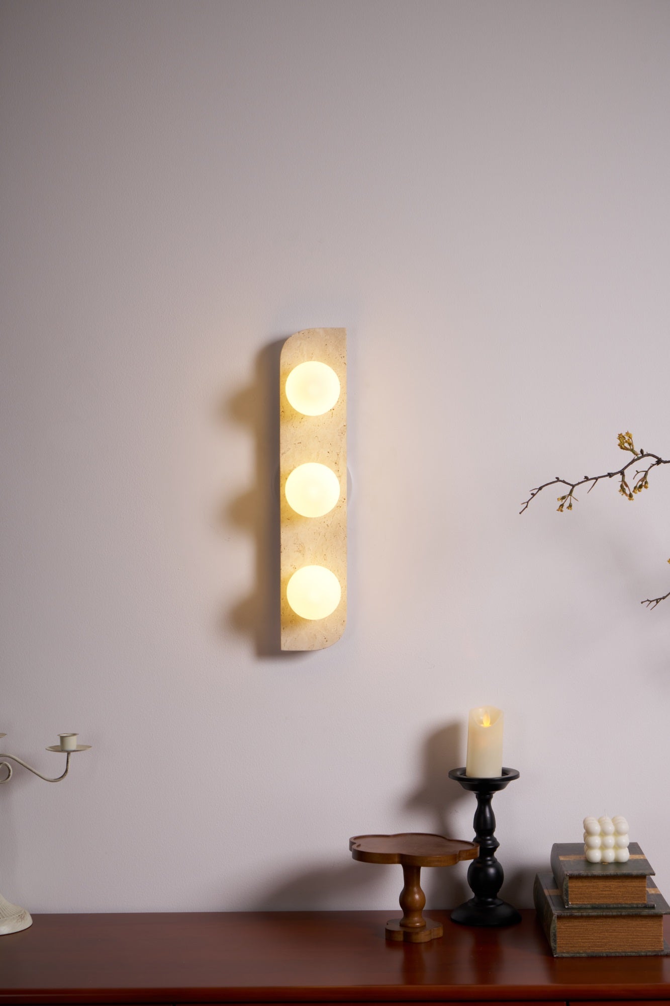 Zophaor Minimalist Travertine Plug-In Wall Light - Blowlighting