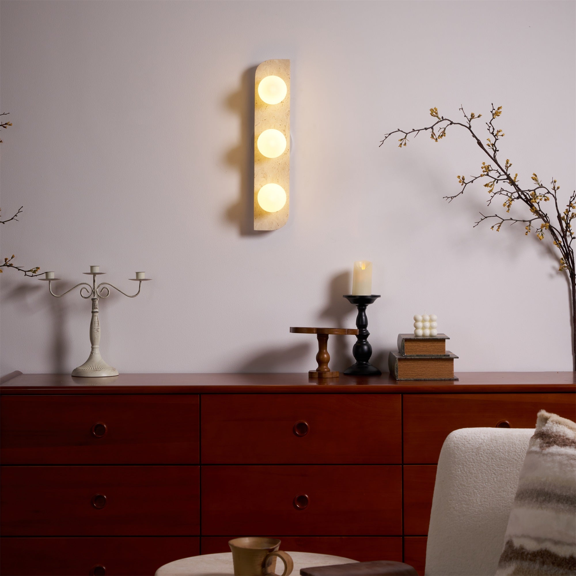 Zophaor Minimalist Travertine Plug-In Wall Light - Blowlighting
