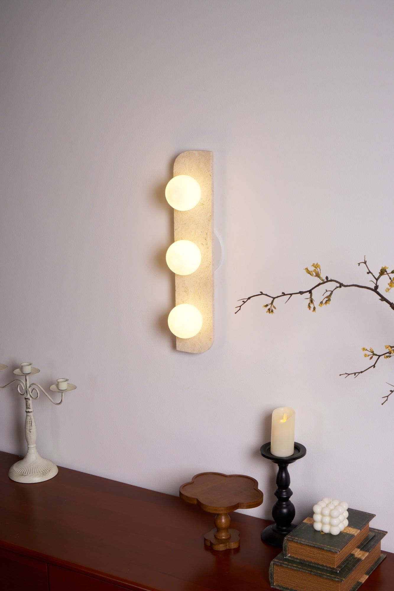 Zophaor Minimalist Travertine Plug-In Wall Light - Blowlighting