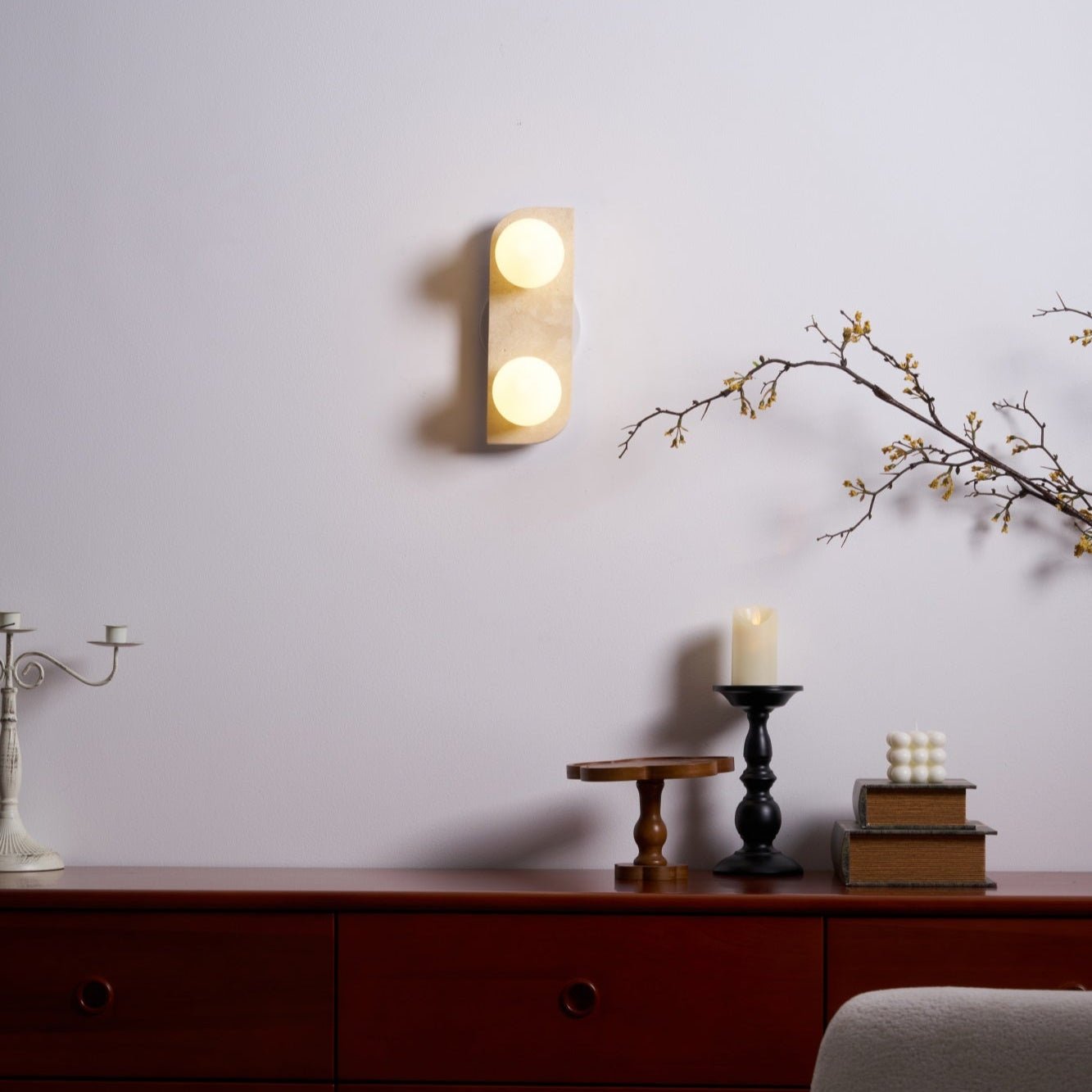 Zophaor Minimalist Travertine Plug-In Wall Light - Blowlighting