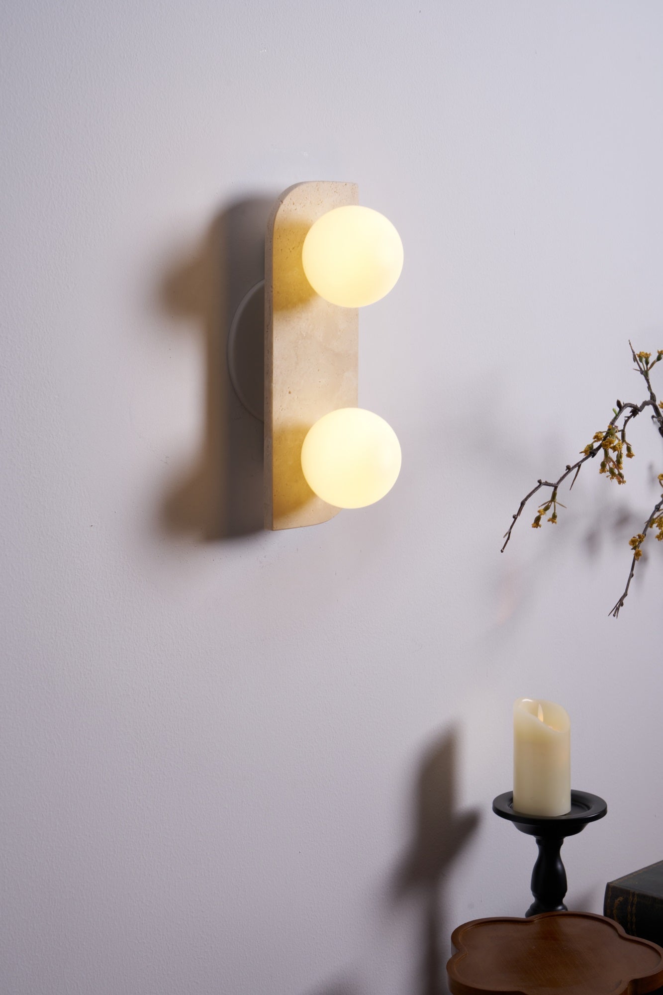 Zophaor Minimalist Travertine Plug-In Wall Light - Blowlighting