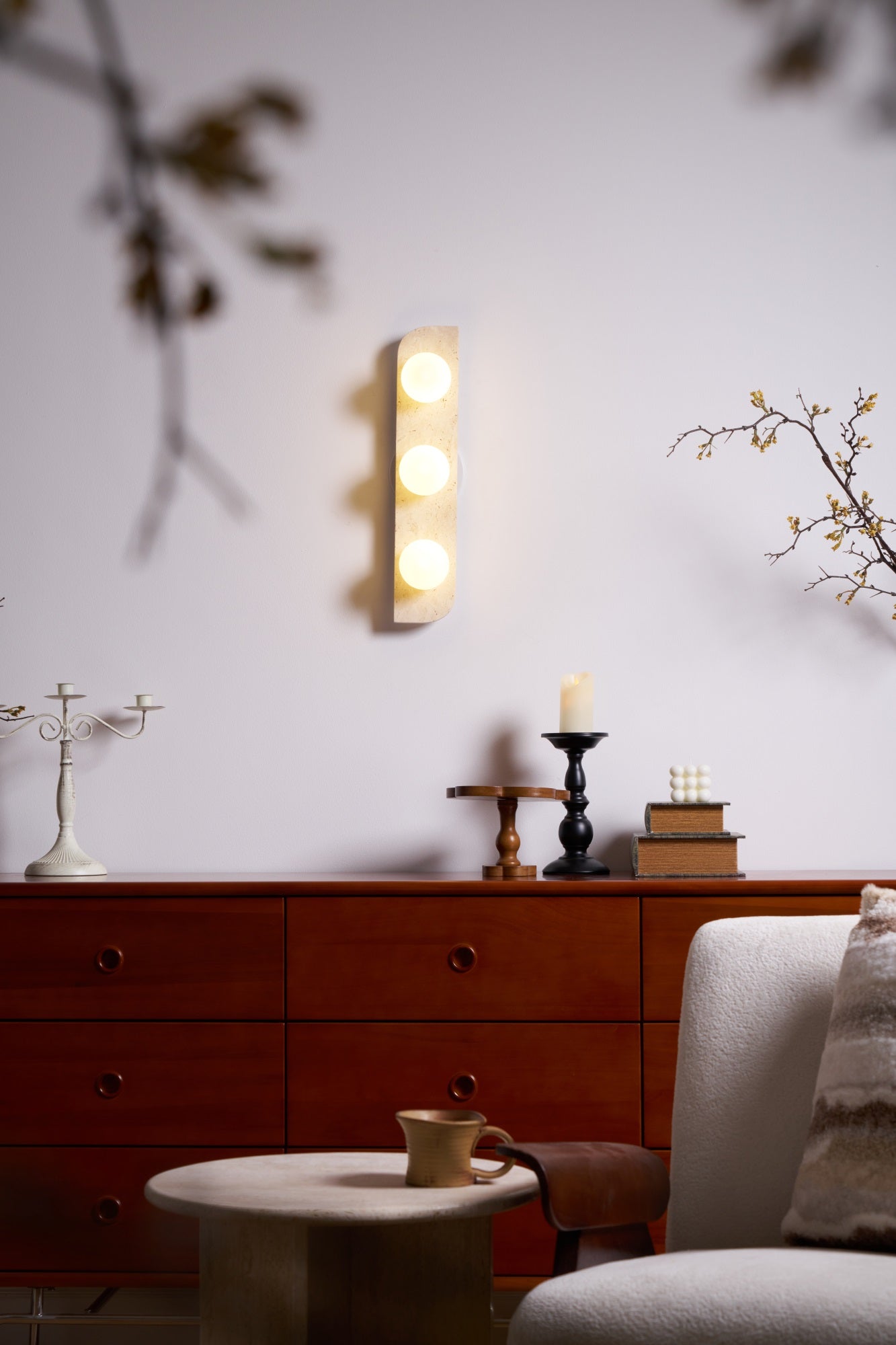 Zophaor Minimalist Travertine Plug-In Wall Light - Blowlighting