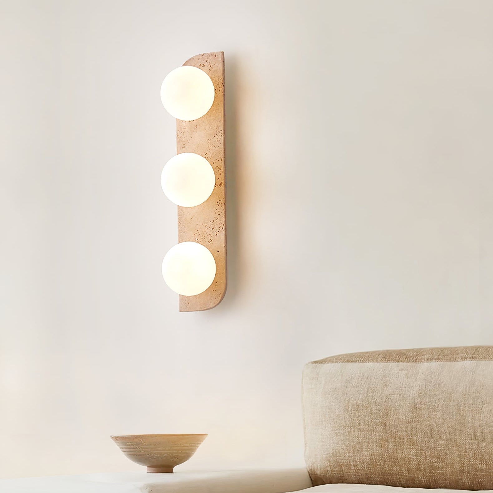 Zophaor Minimalist Travertine Plug-In Wall Light - Blowlighting